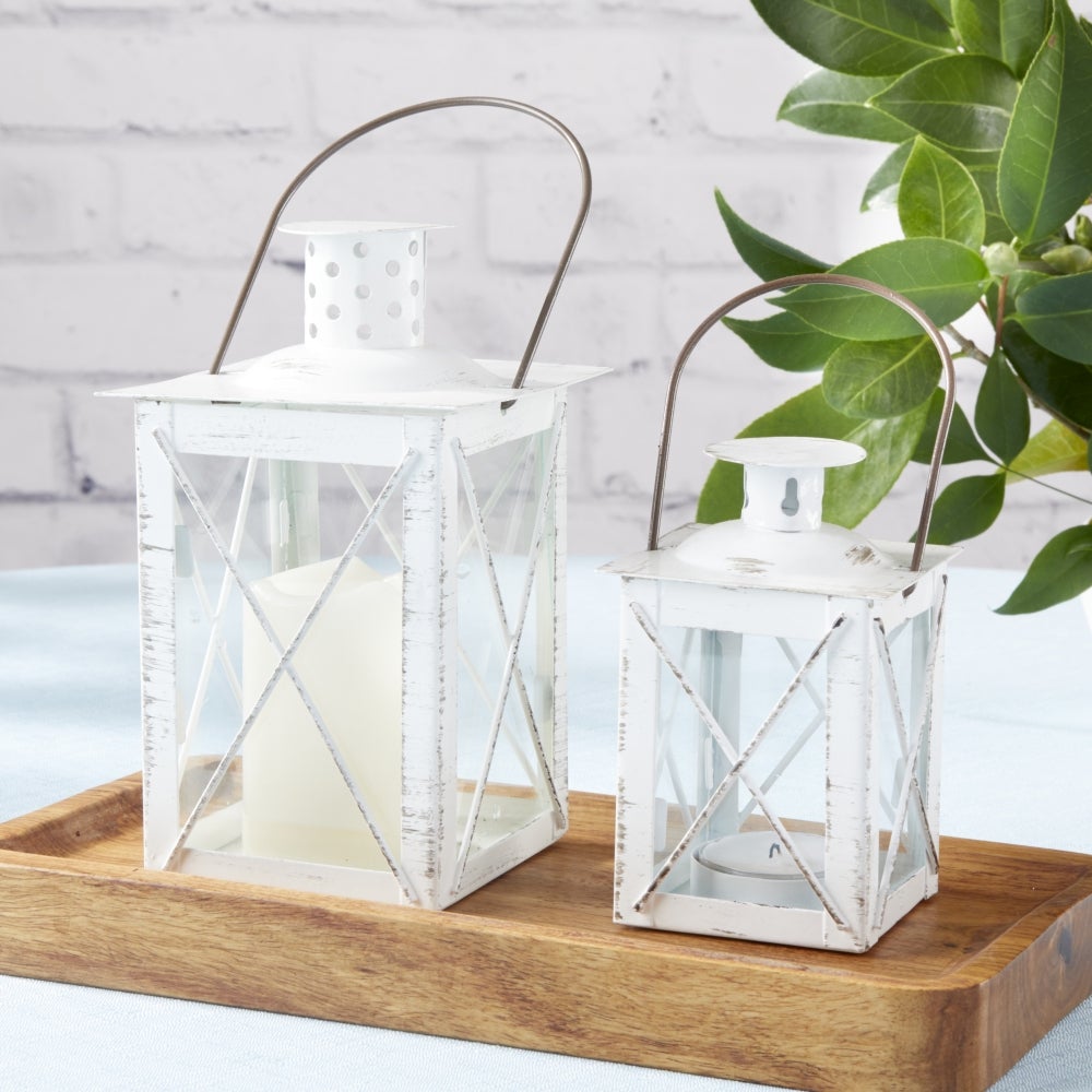 Luminous White Lantern Tea Light Holder - Medium Size Decorative Candle Holder for Wedding, Party, Garden & Home Decor