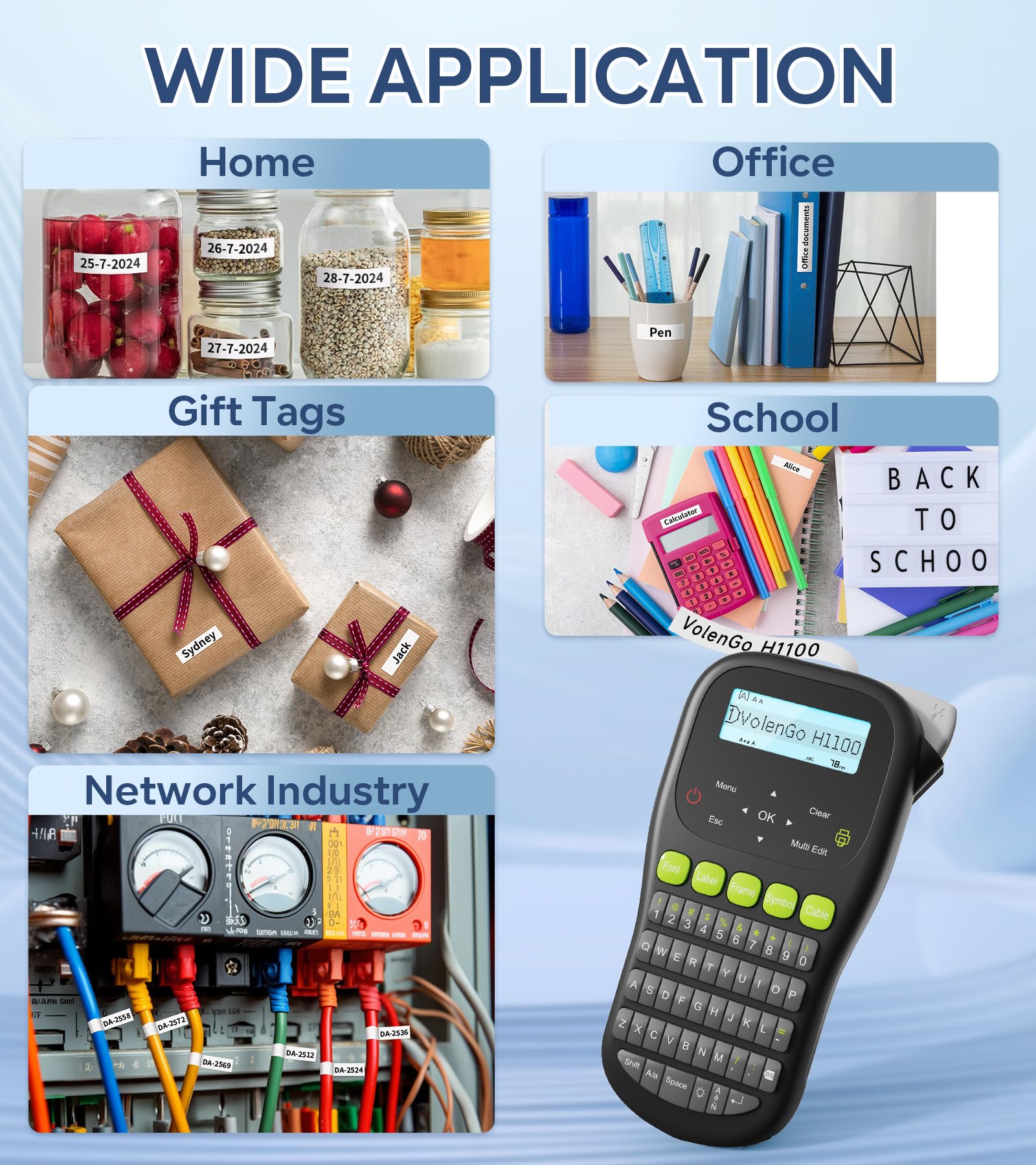 Ptouch H1100 Handheld Label Maker Machine with Waterproof & Laminated Tape, Backlit LCD Display & One-Touch Keys - Perfect for Home, Office, Warehouse & School Organization (Labeling Files, Storage Bins, Cables & More)