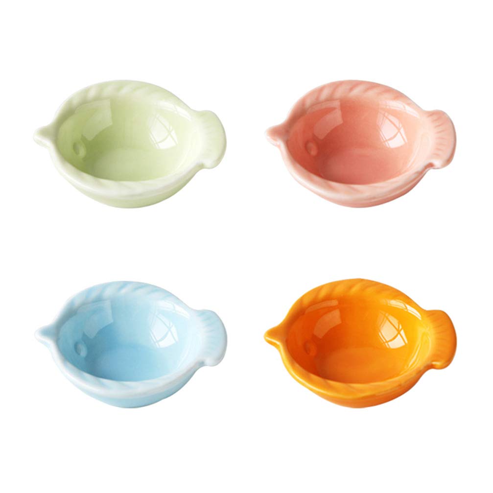 4-Piece Japanese Style Ceramic Seasoning Plates - Soy Sauce Dipping Bowls for Sushi, Appetizers & Side Dishes - Elegant Serving Dishes for Fruits, Dumplings & Asian Cuisine - Perfect for Home Dining & Restaurant Use