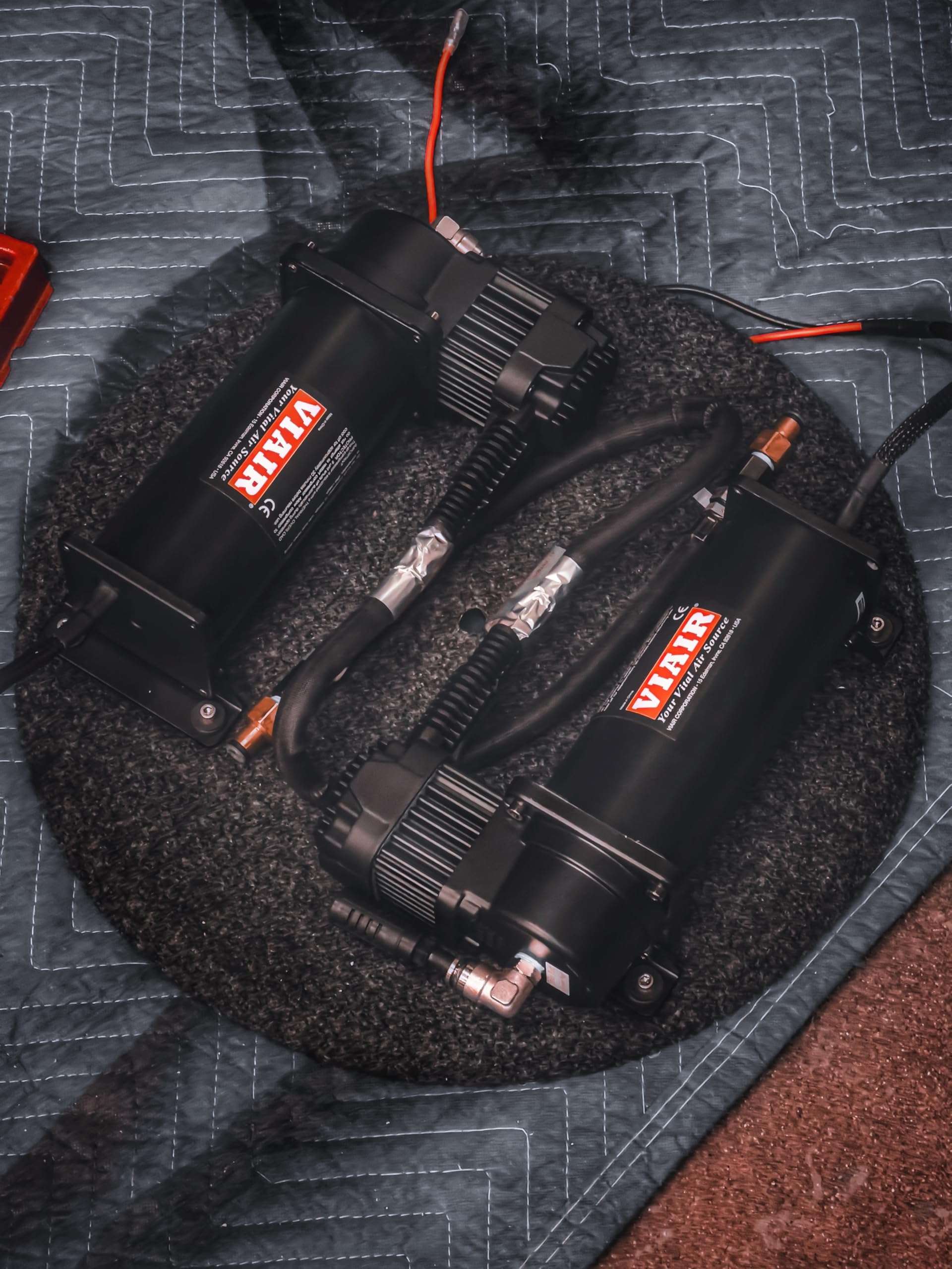 VIAIR 444C Dual Air Compressor 12V 200PSI - Heavy Duty Continuous Duty Cycle Air Pump for Air Suspension, Air Tanks & Air Bags (2 Pack, Stealth Black) - Perfect for Truck, SUV & Off-Road Vehicle Air Systems