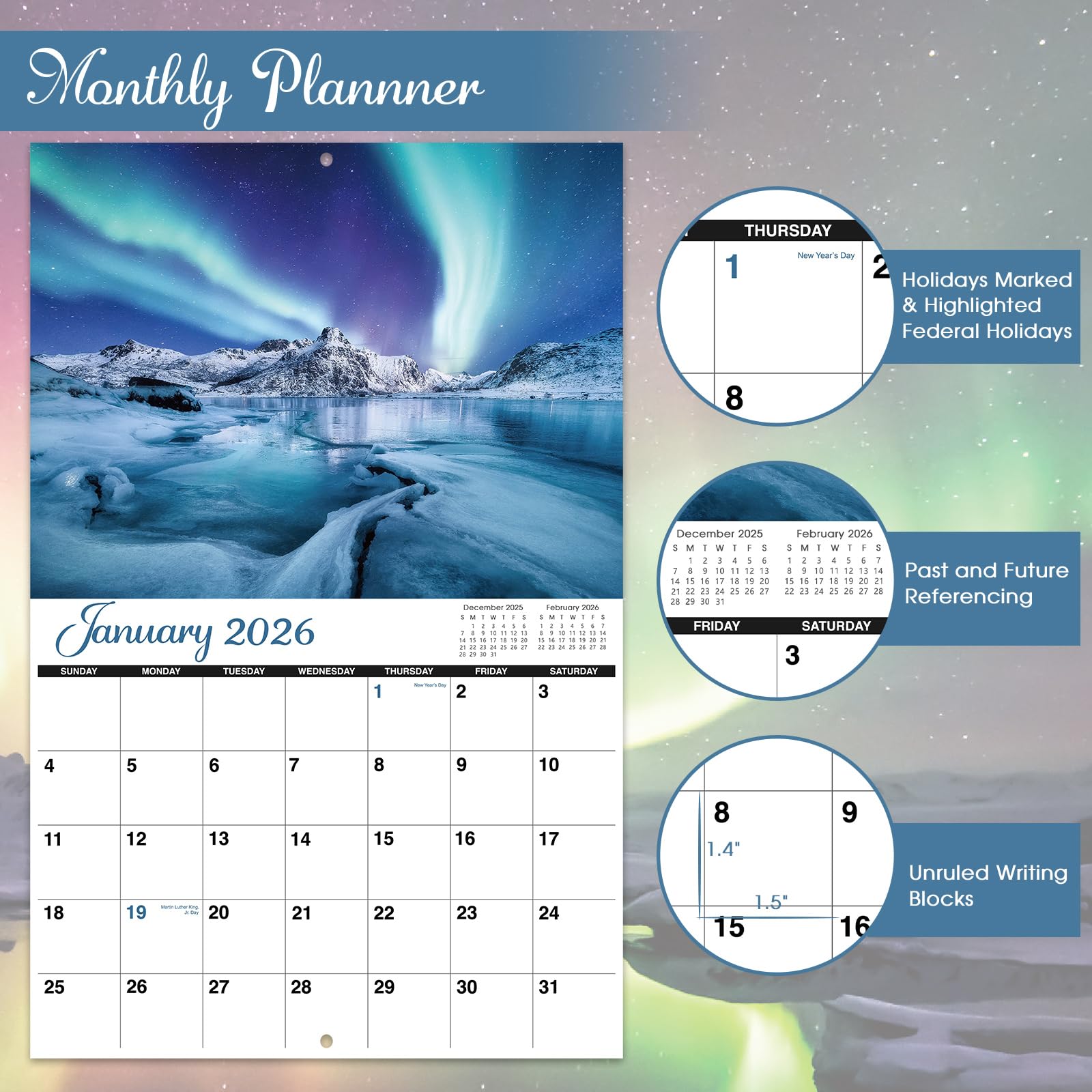 2025-2026 Wall Calendar | 18-Month Planner July 2025 to December 2026 | 8.5