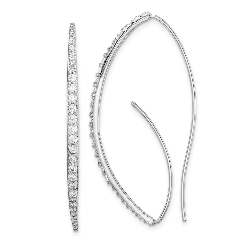 Elegant Sterling Silver Rhodium-Plated CZ Threader Earrings for Women | Hypoallergenic Dangle Jewelry for Parties, Weddings & Everyday Wear