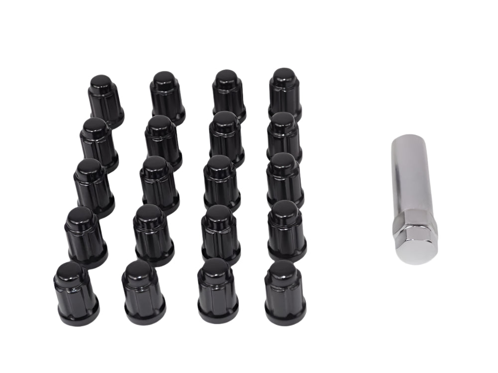6 Spline Black Wheel Lug Nuts 12x1.25 Thread Pitch - 20pc Set (5 Stud) - Perfect for Car, Truck & SUV Wheel Installation & Maintenance