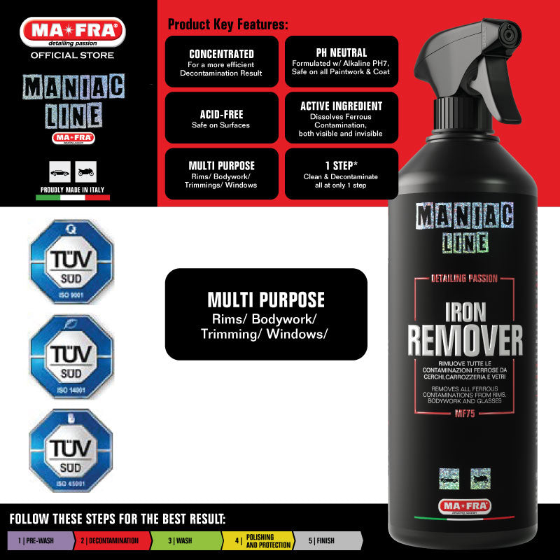 Maniac Line Iron Remover 1L - Car Detailing Rust & Iron Contaminant Remover for Paint Decontamination | Perfect for Auto Body Shops, Car Enthusiasts & Professional Detailing