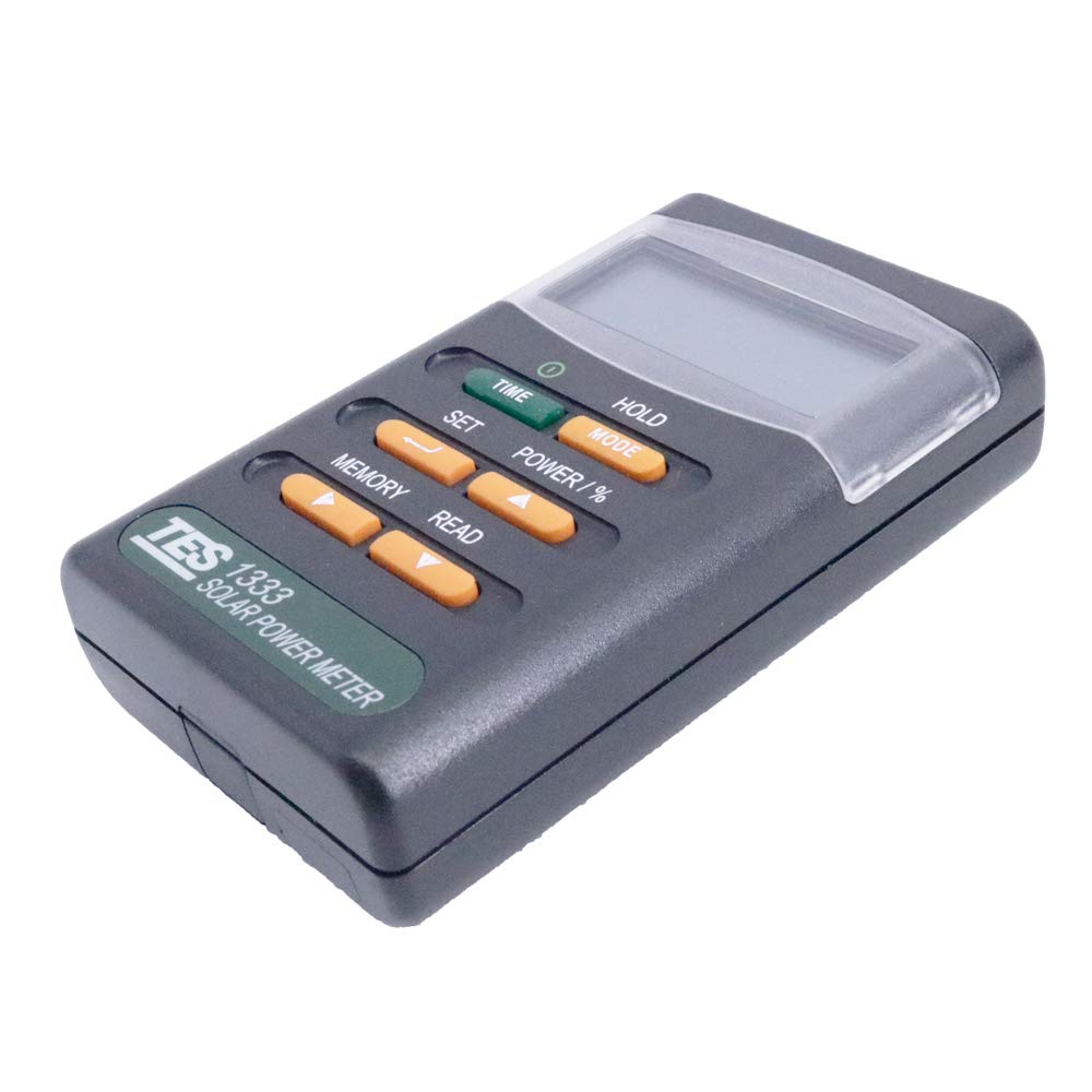 TES-1333 Digital Solar Power Meter - 2000W/m2 Solar Radiation Detector with 400-1100nm Spectral Range | Perfect for Solar Panel Testing, Renewable Energy Research & Outdoor Solar Measurement