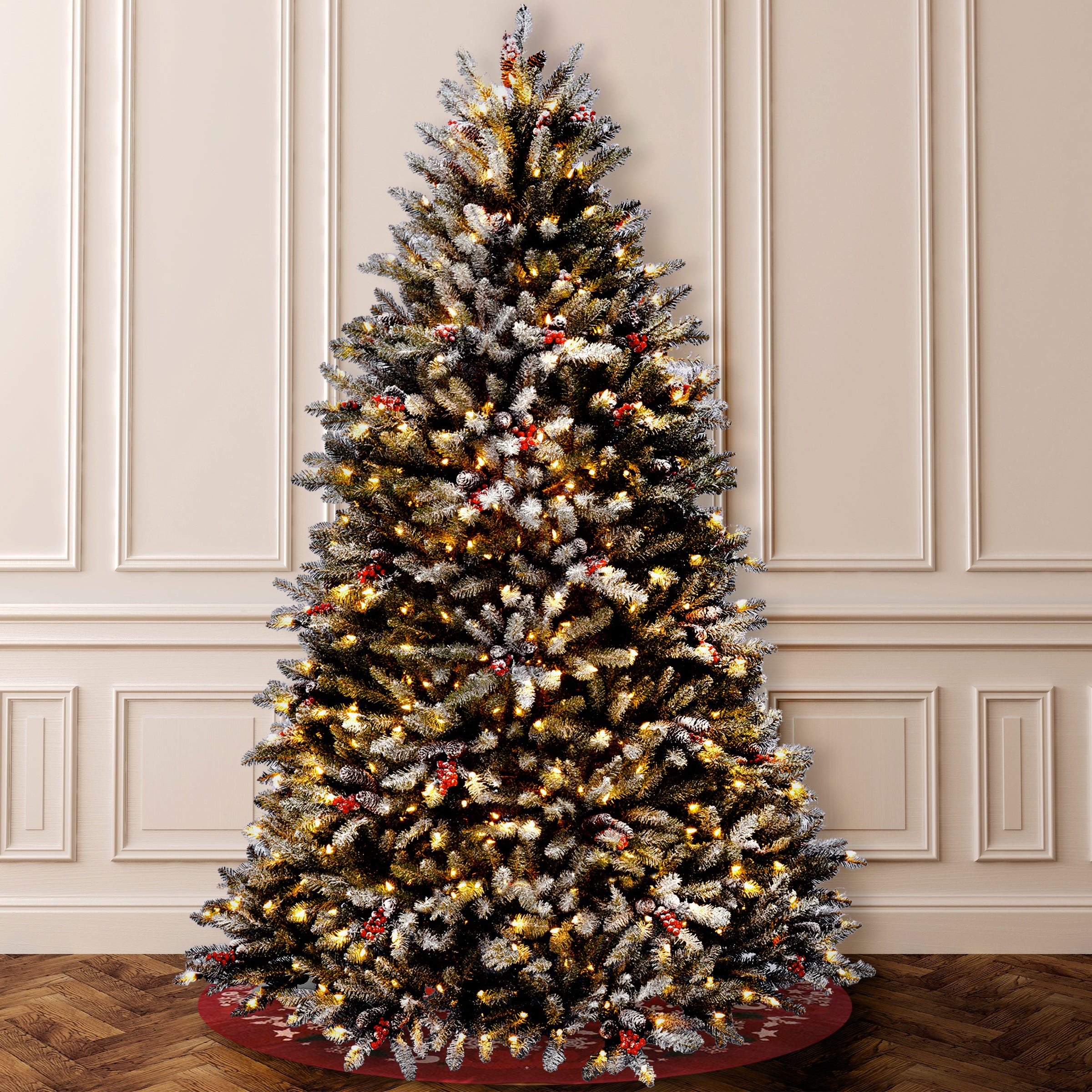6.5 ft Pre-Lit Dunhill Fir Artificial Christmas Tree with Clear Lights - Perfect for Living Room, Office, and Holiday Decorations