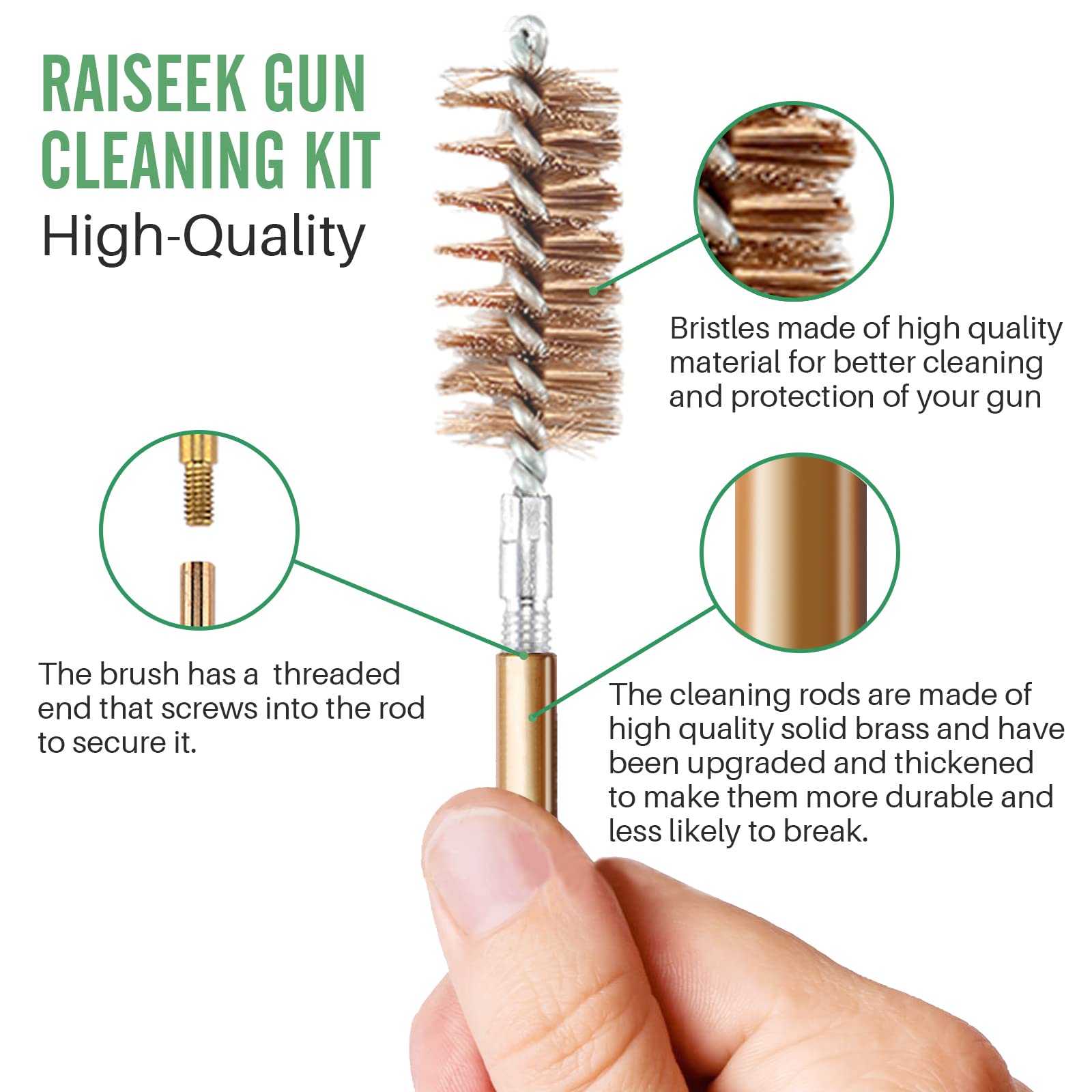 Universal Gun Cleaning Kit for Rifle, Pistol & Shotgun - Complete Gun Cleaning Supplies with Jags, Brushes & Mat - Lightweight Organized Carrying Case - Perfect for Hunting, Range Shooting & Firearm Maintenance