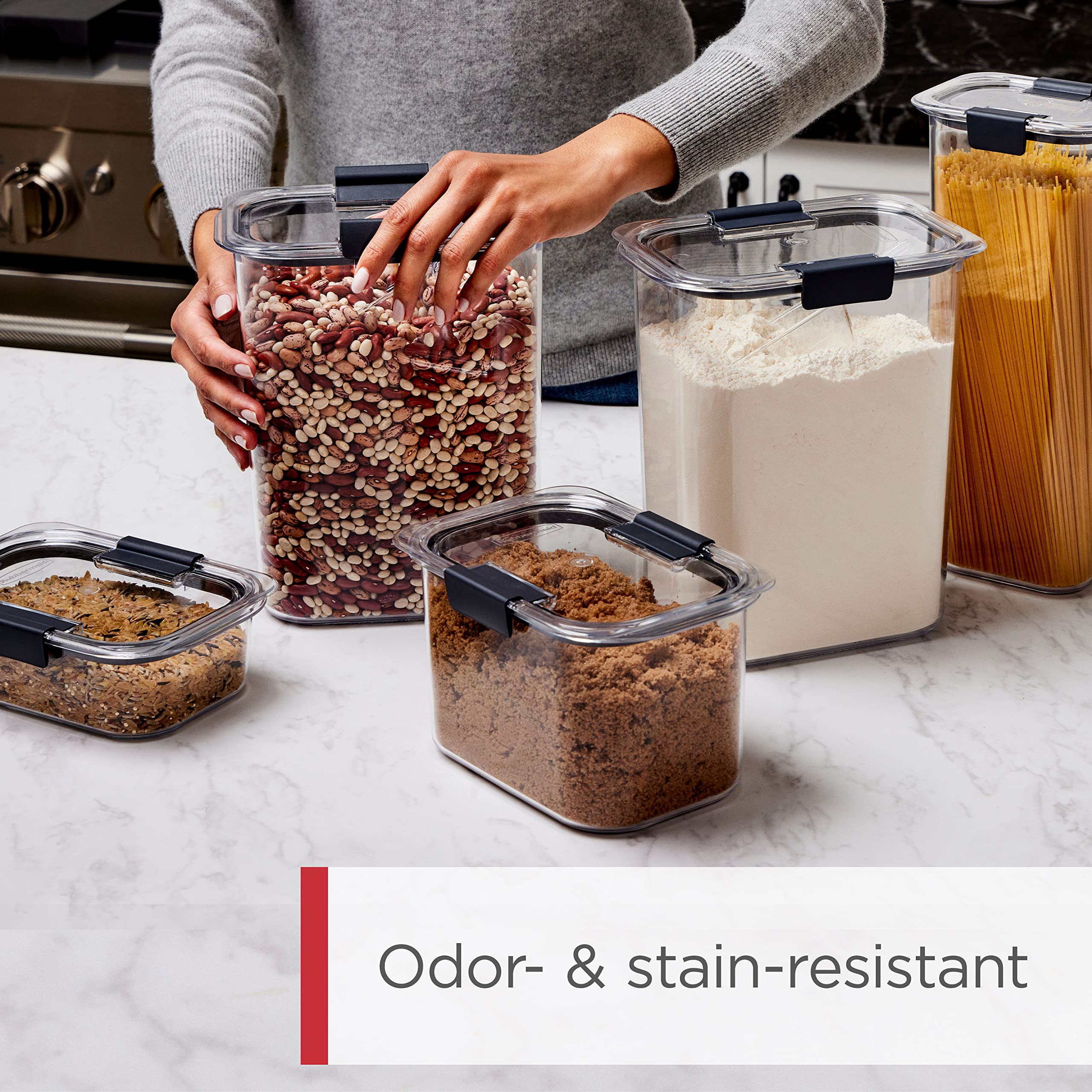 Rubbermaid Brilliance 32oz Airtight Food Storage Container - BPA-Free, Shatterproof & Dishwasher-Safe for Cereal, Snacks, Flour & Dry Goods | Perfect for Kitchen Pantry Organization & Meal Prep