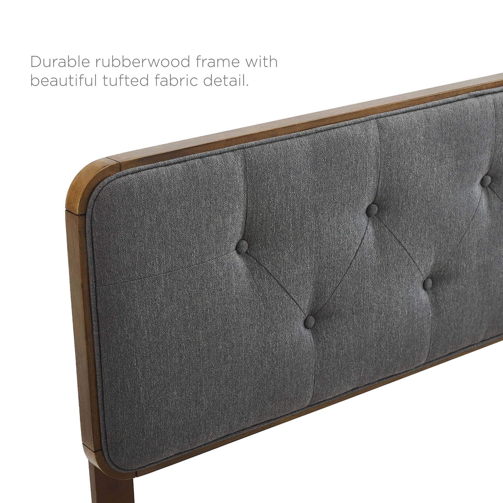 Modway Bridgette Full Wood Platform Bed with Angular Frame - Walnut Charcoal Finish | Solid Wood Bed Frame for Modern Bedrooms | Perfect for Small Spaces & Guest Rooms