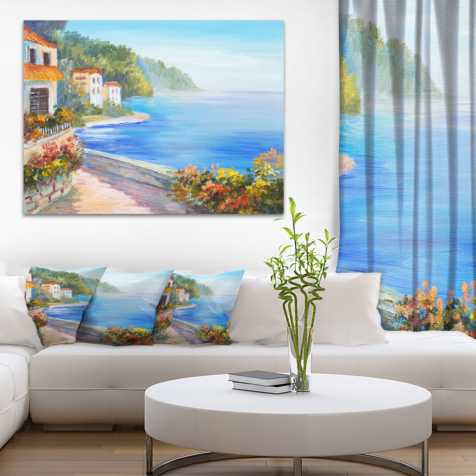 Blue Sea Landscape Art Print Canvas - Coastal Home Decor Wall Art for Living Room, Bedroom & Office