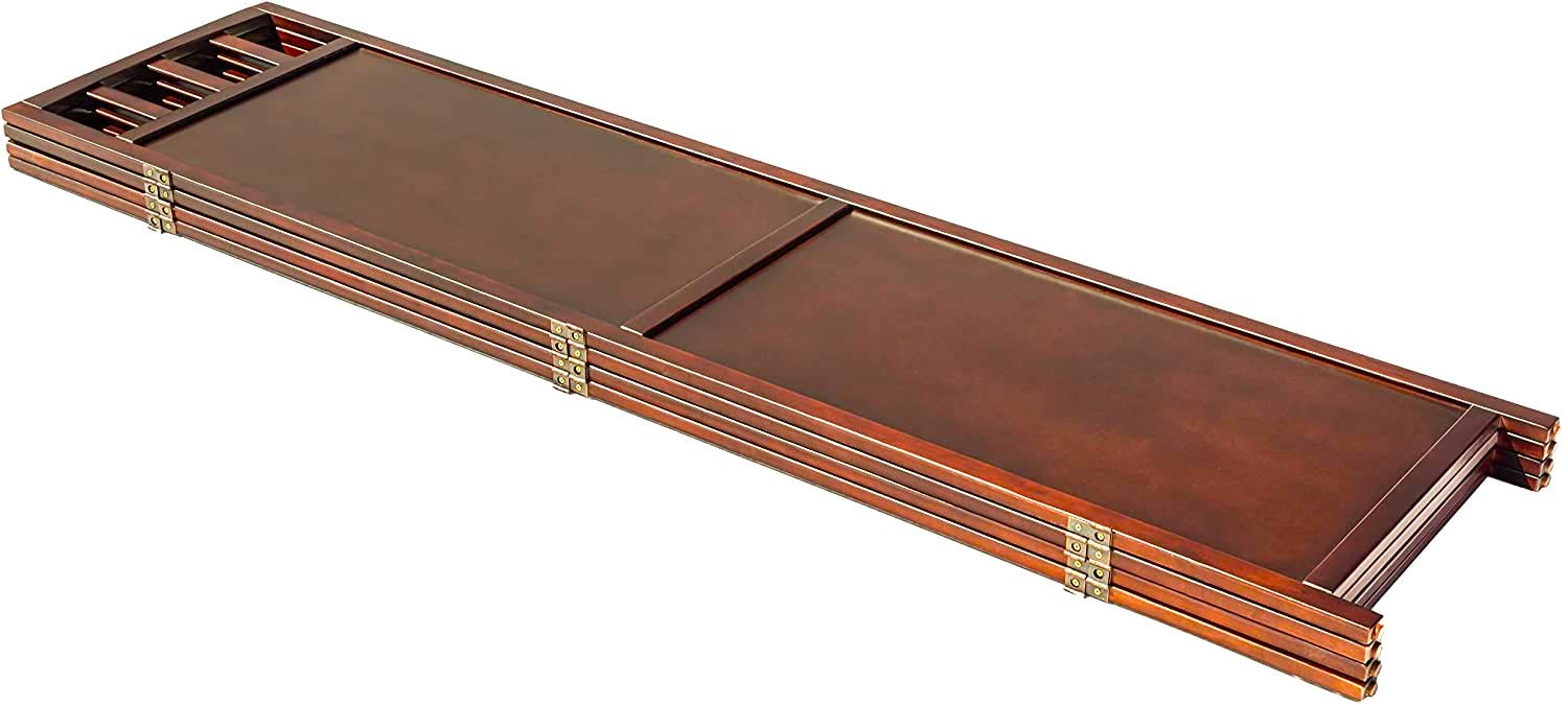 Legacy Decor 4-Panel Wooden Room Divider Privacy Screen - 5.6 Feet Tall, Walnut Finish - Perfect for Home Office, Living Room, and Outdoor Patio Partition