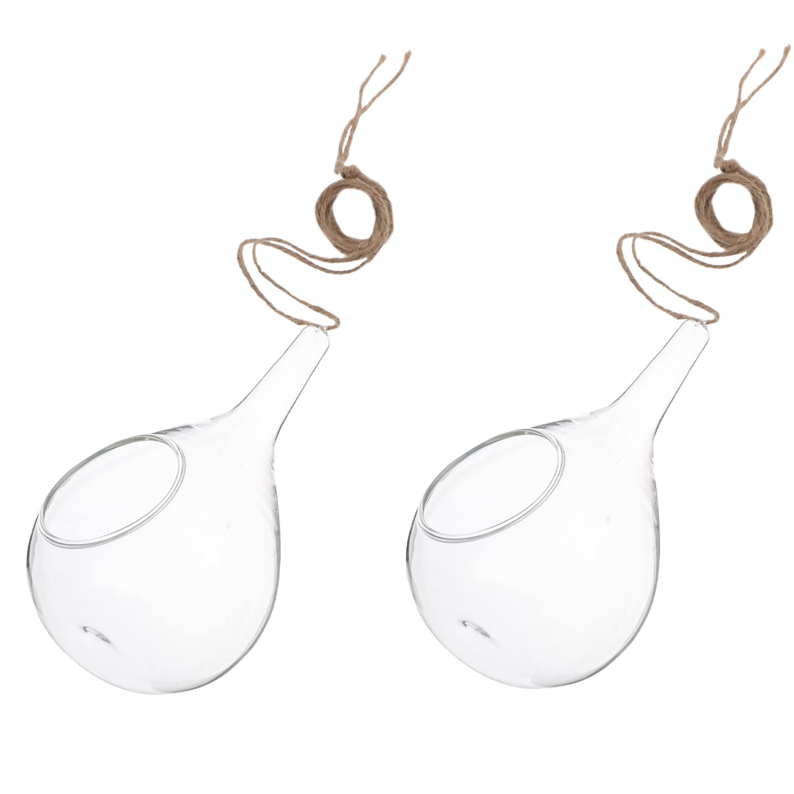 GANAZONO 2-Piece Glass Cylinder Vases - Hanging Planters for Hydroponic Plants, Propagation Station & Succulent Terrarium - Clear Glass Hanging Vases for Home Decor, Office Plants, and Indoor Gardening