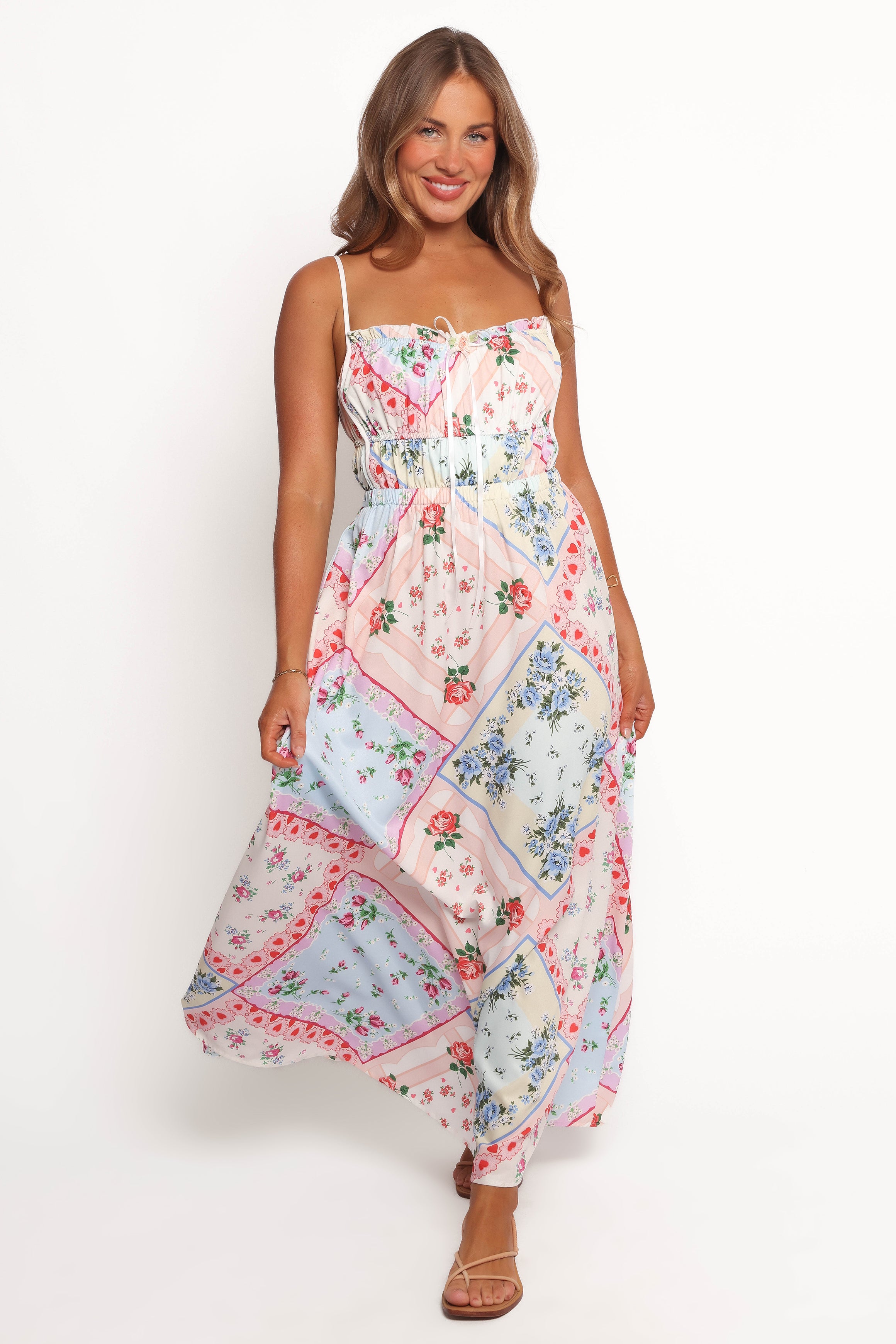Delfina Midi Dress - Flowy Summer Dress for Women, Multi-Color Floral Print, Casual & Party Wear - Perfect for Beach Vacations, Date Nights & Office Outings
