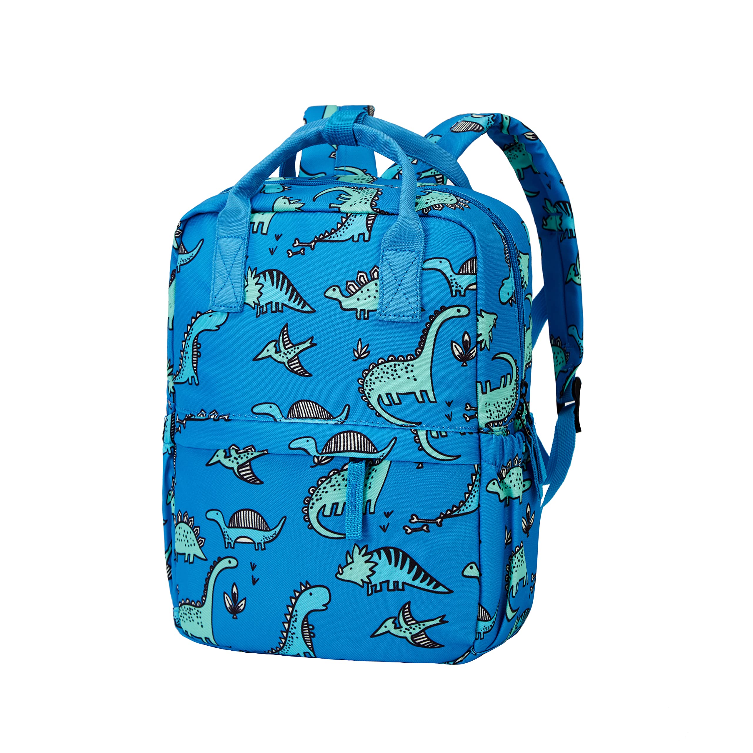 Dinosaur & Unicorn Toddler Backpack for Boys & Girls - 12 Inch Preschool Book Bag with Chest Strap - Perfect for Kindergarten, Nursery School & Travel (Blue Dinosaur Design)
