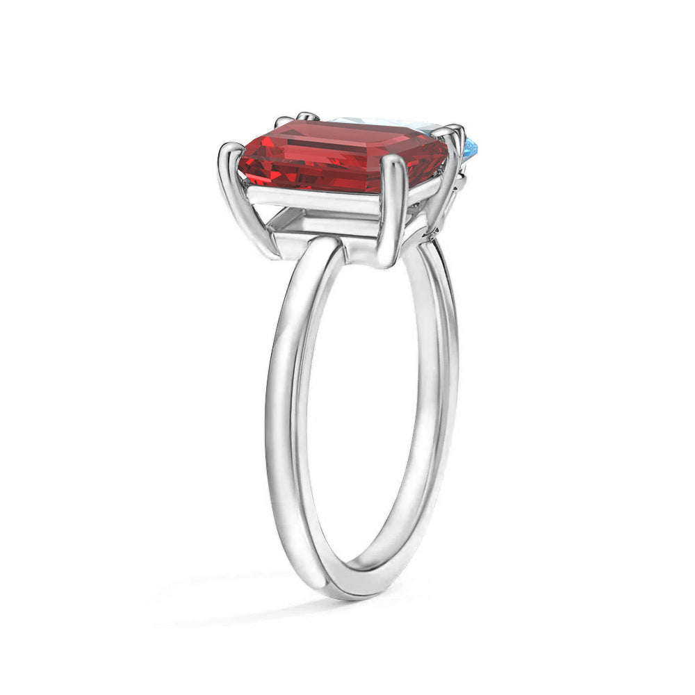 Personalized Toi et Moi Ruby Birthstone Ring for Women - Custom Anniversary, Engagement & Wedding Jewelry Gift - Perfect for Romantic Occasions & Special Celebrations