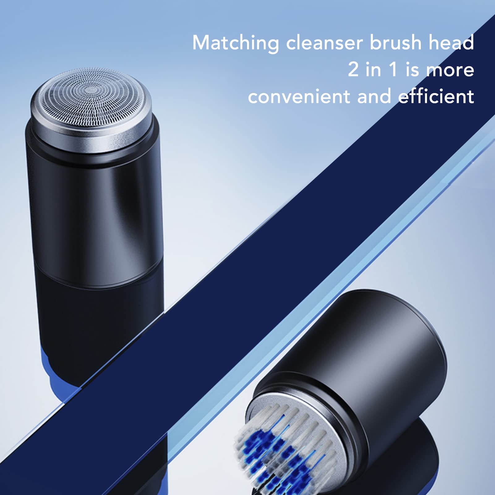 Premium Mini Electric Shaver for Men - Rechargeable Travel Razor with 3 High-Power Steel Blades, Waterproof & Washable Rotary Shaver with Cleaning Brush - Perfect for Home, Office & Business Trips
