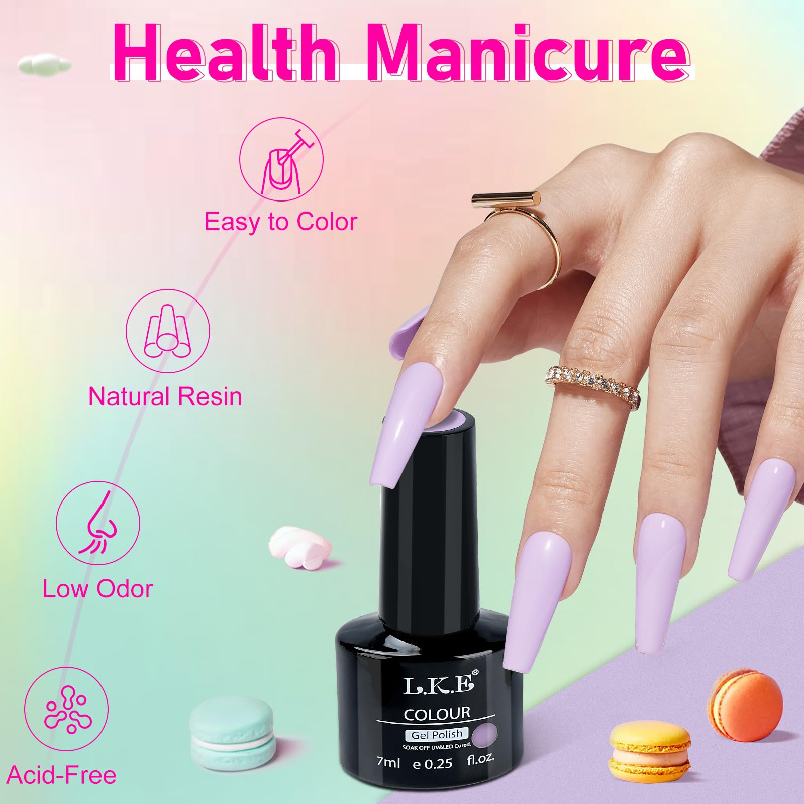 Pastel Gel Nail Polish Set - 6 Colors (Pink, Blue, Green, Purple, Yellow) for Halloween & Christmas - Soak Off UV/LED Gel Polish Kit with Nail Lamp - DIY Nail Art Design for Home Manicure & Salon Use - Perfect for Parties, Weddings and Special Occasions