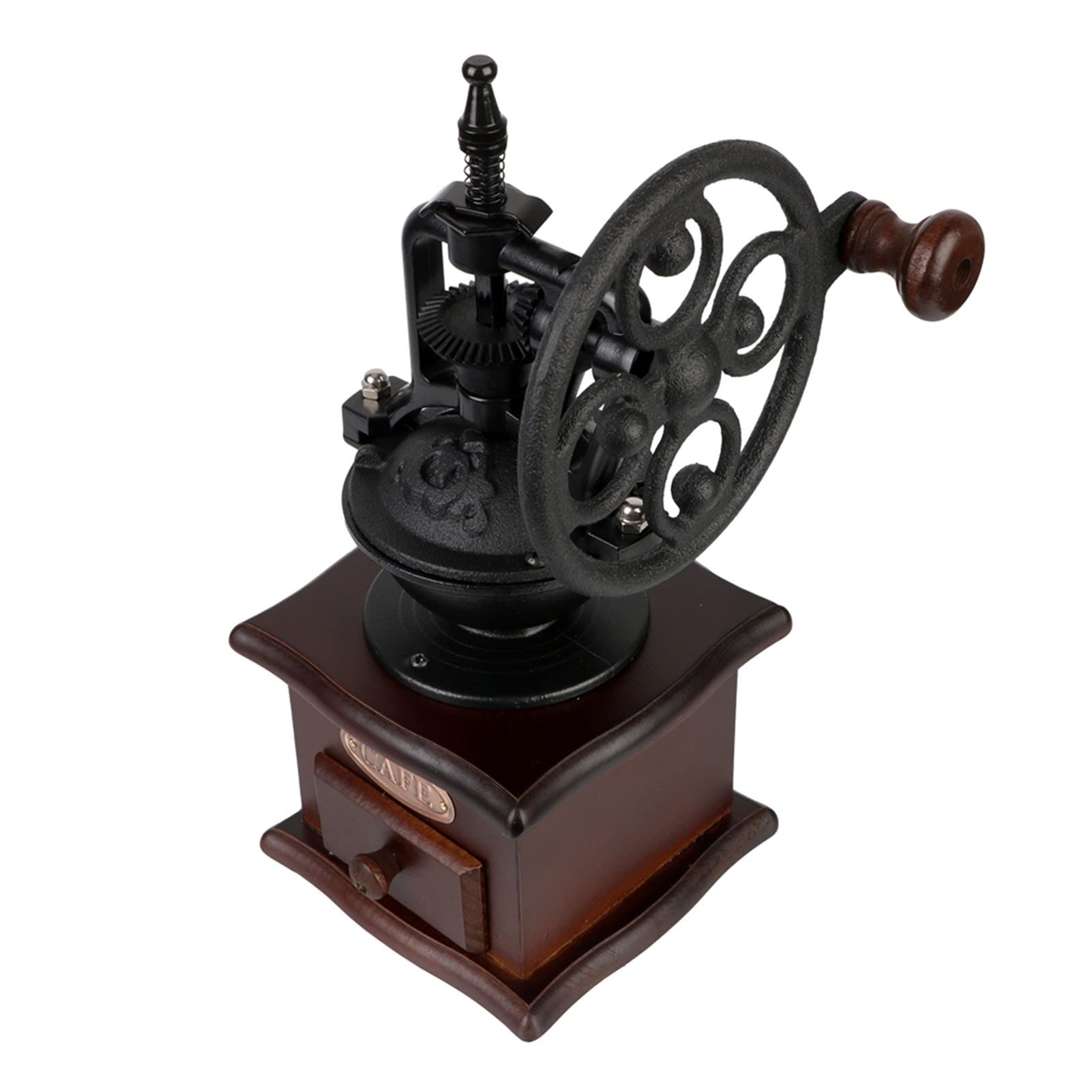 Premium Manual Coffee Grinder - Hand Crank Wooden Coffee Mill for Espresso, French Press & Pour Over - Vintage Retro Ferris Wheel Design Spice Grinder for Home, Camping & Travel