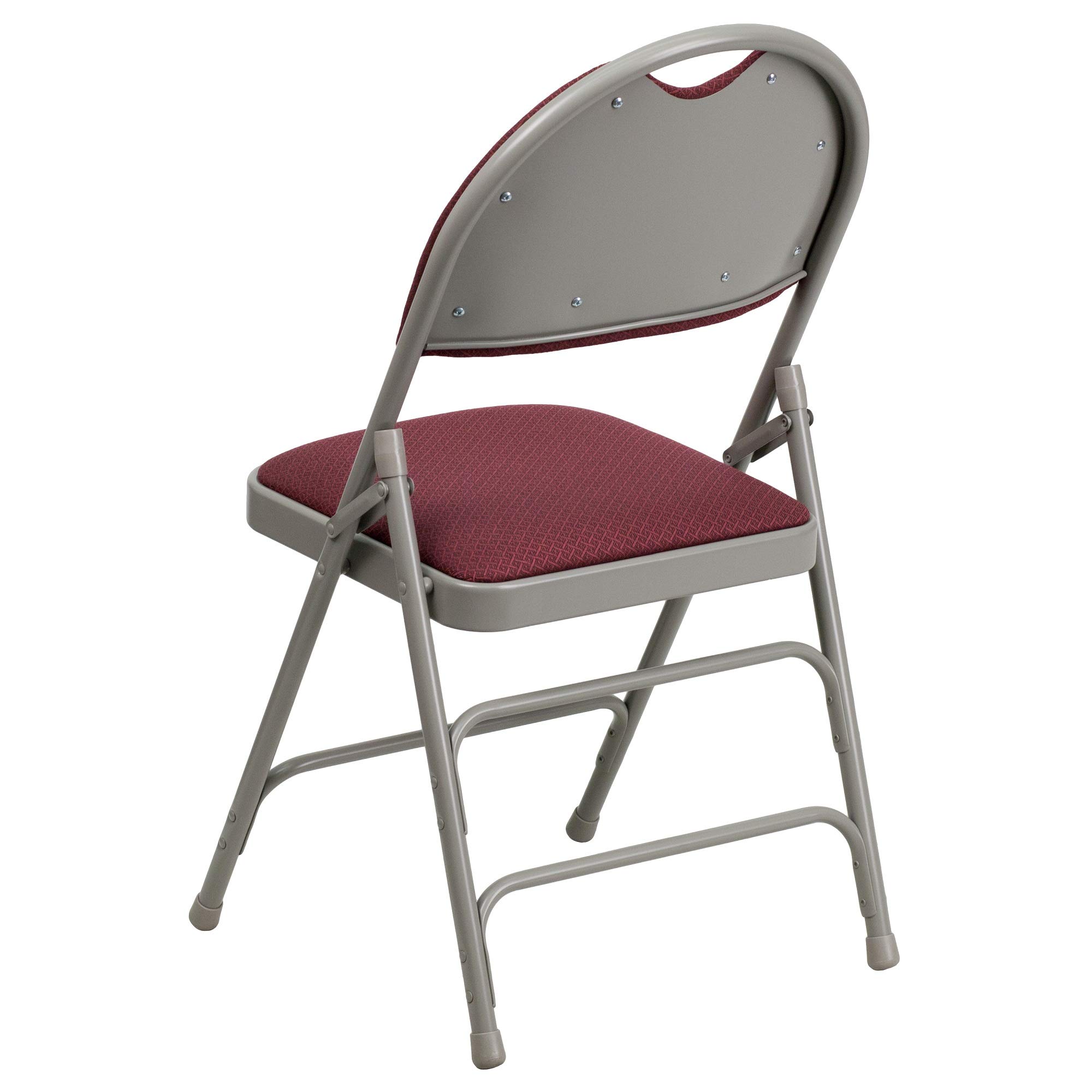 Flash Furniture 4-Pack HERCULES Series Heavy Duty Folding Chairs - Triple Braced Metal Frame, Burgundy Fabric, Easy-Carry Handle - Perfect for Weddings, Events, Parties & Home Use