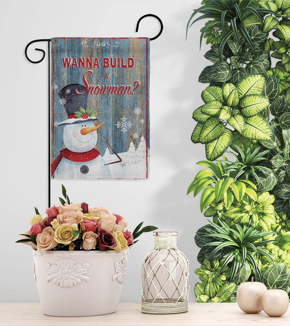 Snowman Winter Christmas Banner - 13x18.5in Garden Flag Set for Holiday Decor