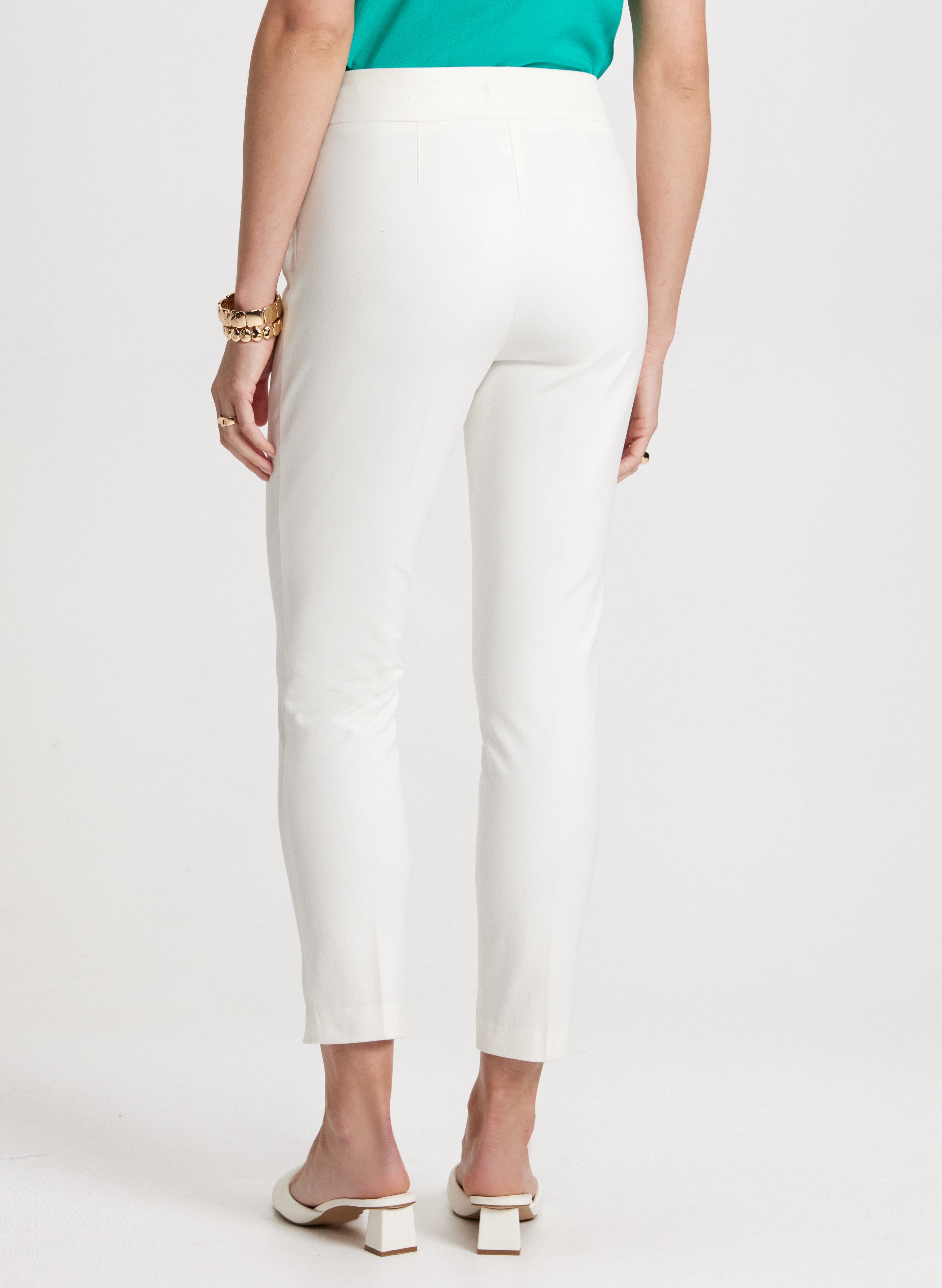 City Fit Front Slit Pants for Women - High Waisted Stretchy Office Trousers with Side Slits | Perfect for Work, Business Casual & Night Out