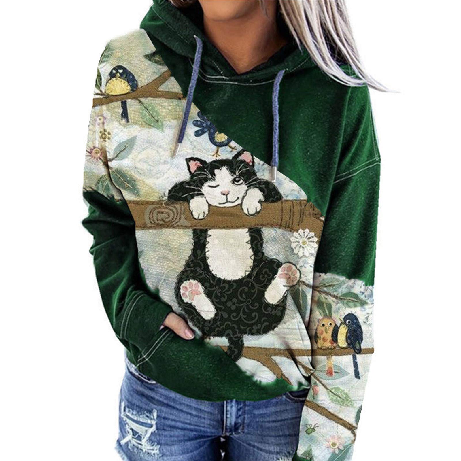 Women's Long Sleeve Zip Up Hoodie with Floral Print & Animal Design - Casual Pullover Sweatshirt for Women | Perfect for Outdoor Activities, Gym & Streetwear Fashion