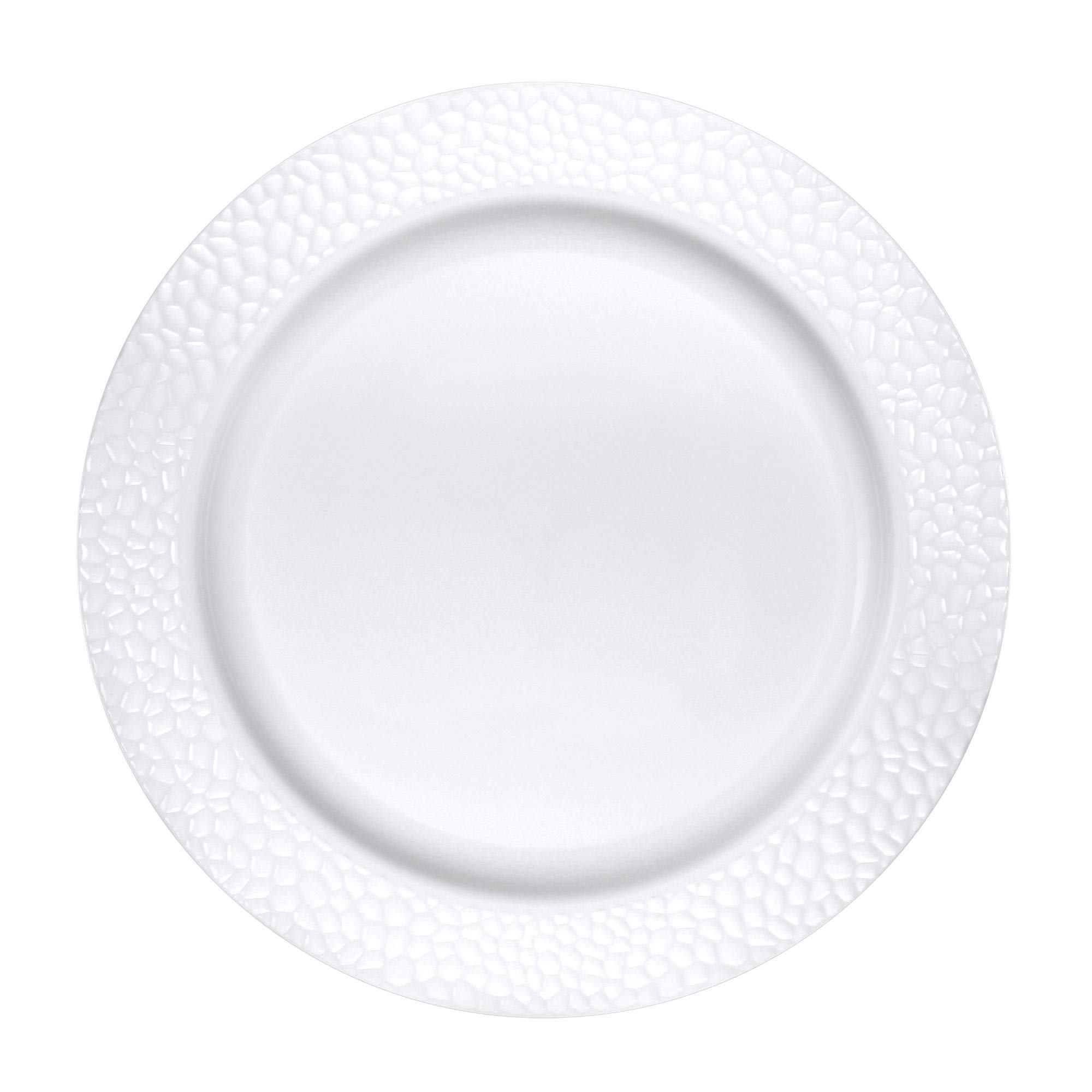 Club Pack of 120 White Disposable Pearl Pebble Dinner Plates 10 Inch - Perfect for Parties, Weddings, Catering & Outdoor Events
