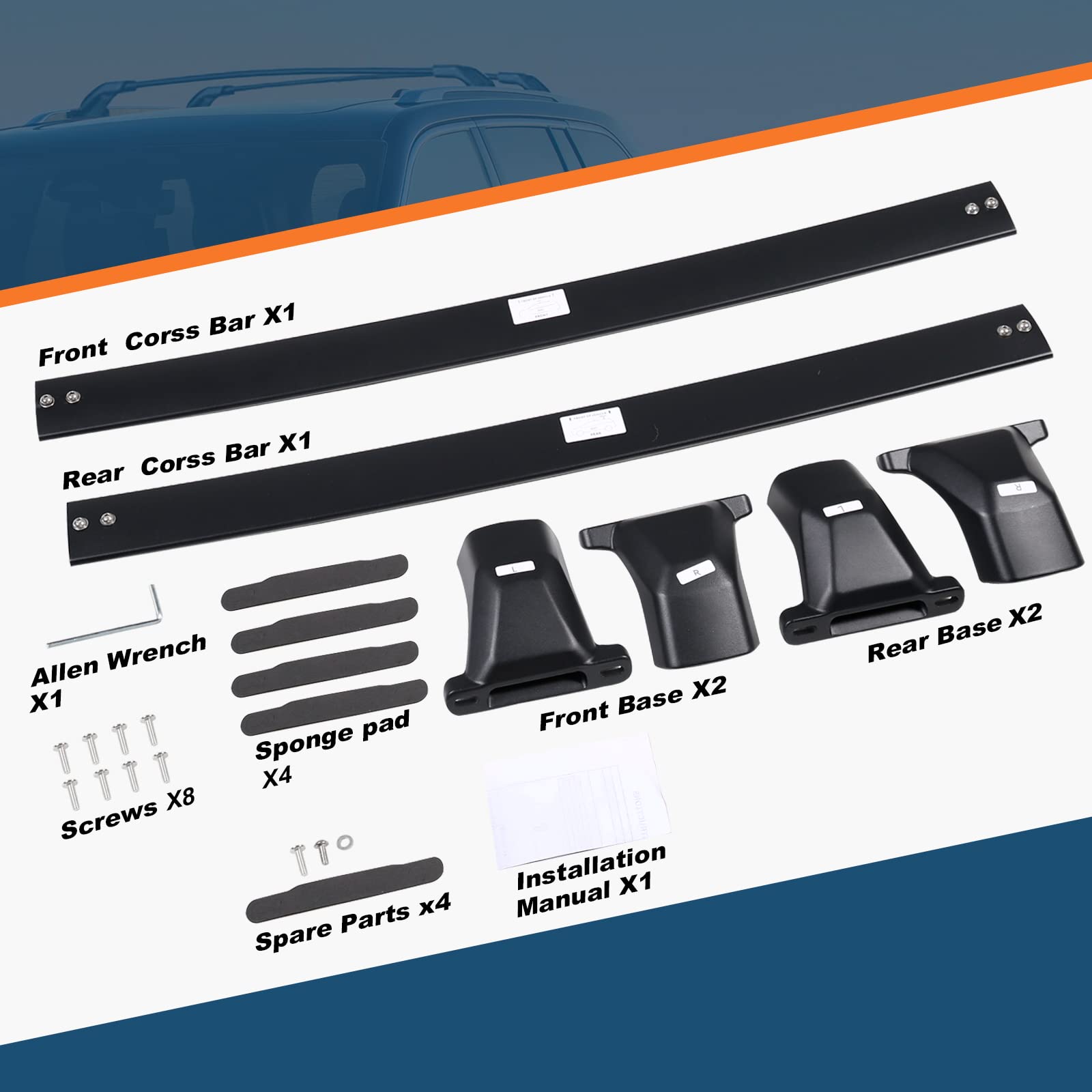 Heavy Duty Aluminum Roof Rack Cross Bars for Jeep Grand Cherokee L 2021-2025 & Grand Cherokee WL 2022-2025 - 220lb Capacity - Perfect for Luggage, Canoe, and Outdoor Adventure Gear