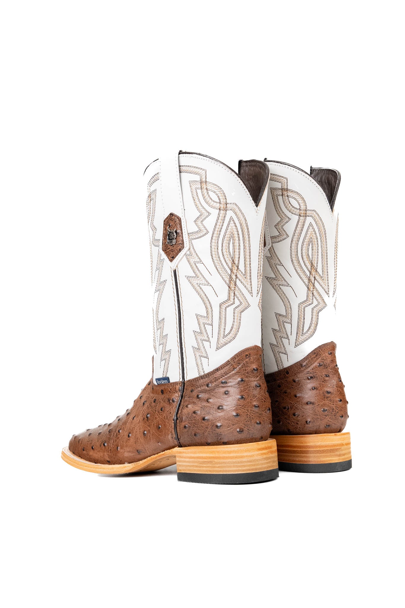 Renegade Ostrich Leather Square Toe Cowboy Boots for Men - Western Style Riding Boots for Country Music Festivals & Rodeo Events