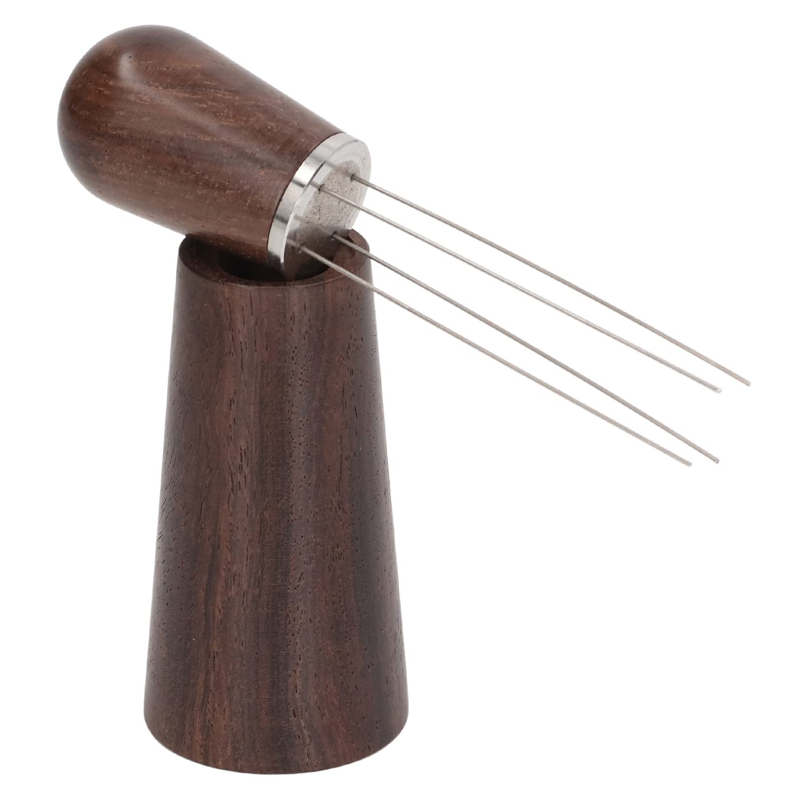 Tgoon Needle Coffee Powder Stirrer - 4 Arc Pin Stainless Steel Coffee Stirring Tool with Base for Milk Tea & Coffee Shops | Durable Barista Accessory for Espresso, Latte & Cappuccino (Dark Brown)