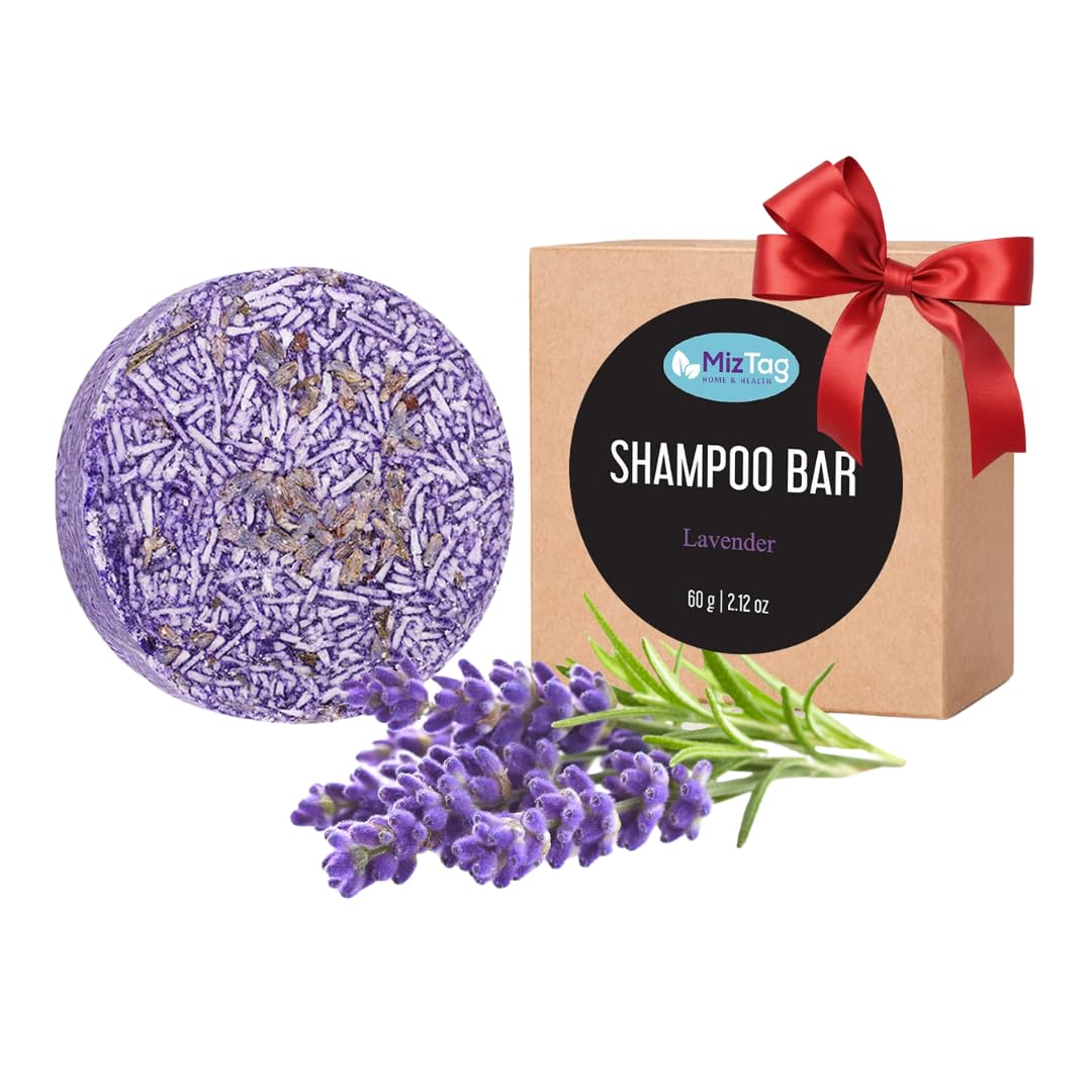 Miztag Solid Shampoo Bar for All Hair Types - Natural Vegan Hair Soap with Zero Waste Eco-Friendly Packaging - Perfect for Travel, Camping & Sustainable Home Use