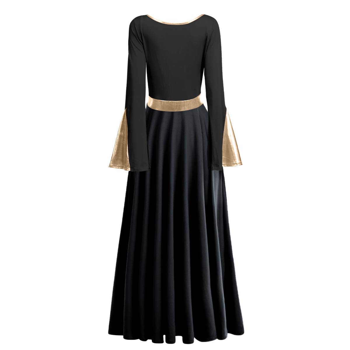 IMEKIS Women's Metallic Color Block Liturgical Dance Dress - Worship & Praise Costume for Church Performances & Special Events