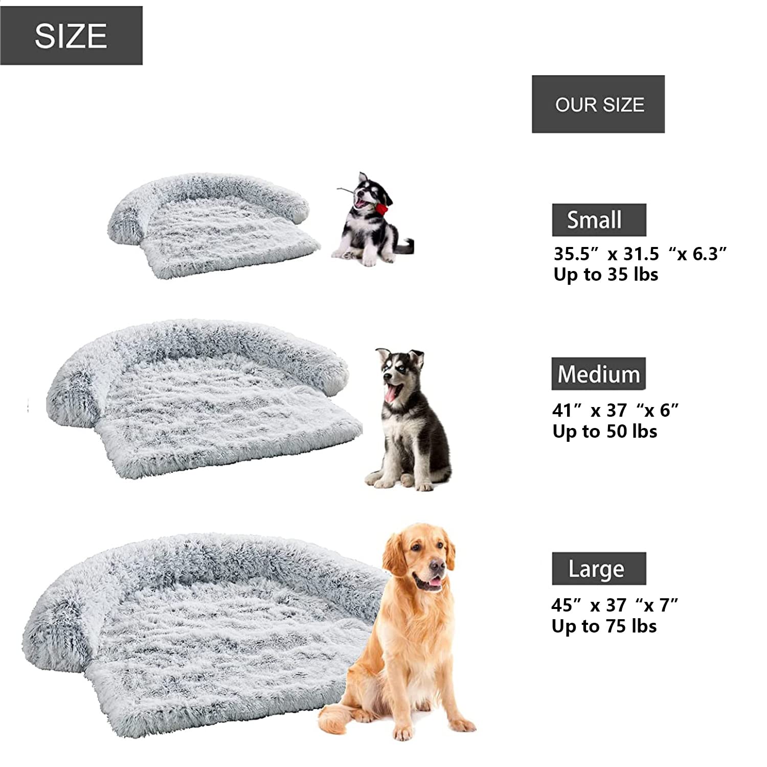 Waterproof Calming Dog Bed - Plush Pet Couch Protector & Sofa Mat with Soft Neck Bolster - Machine Washable Gradient Brown Small - Perfect for Anxiety Relief, Crate Training & Living Room Furniture Protection