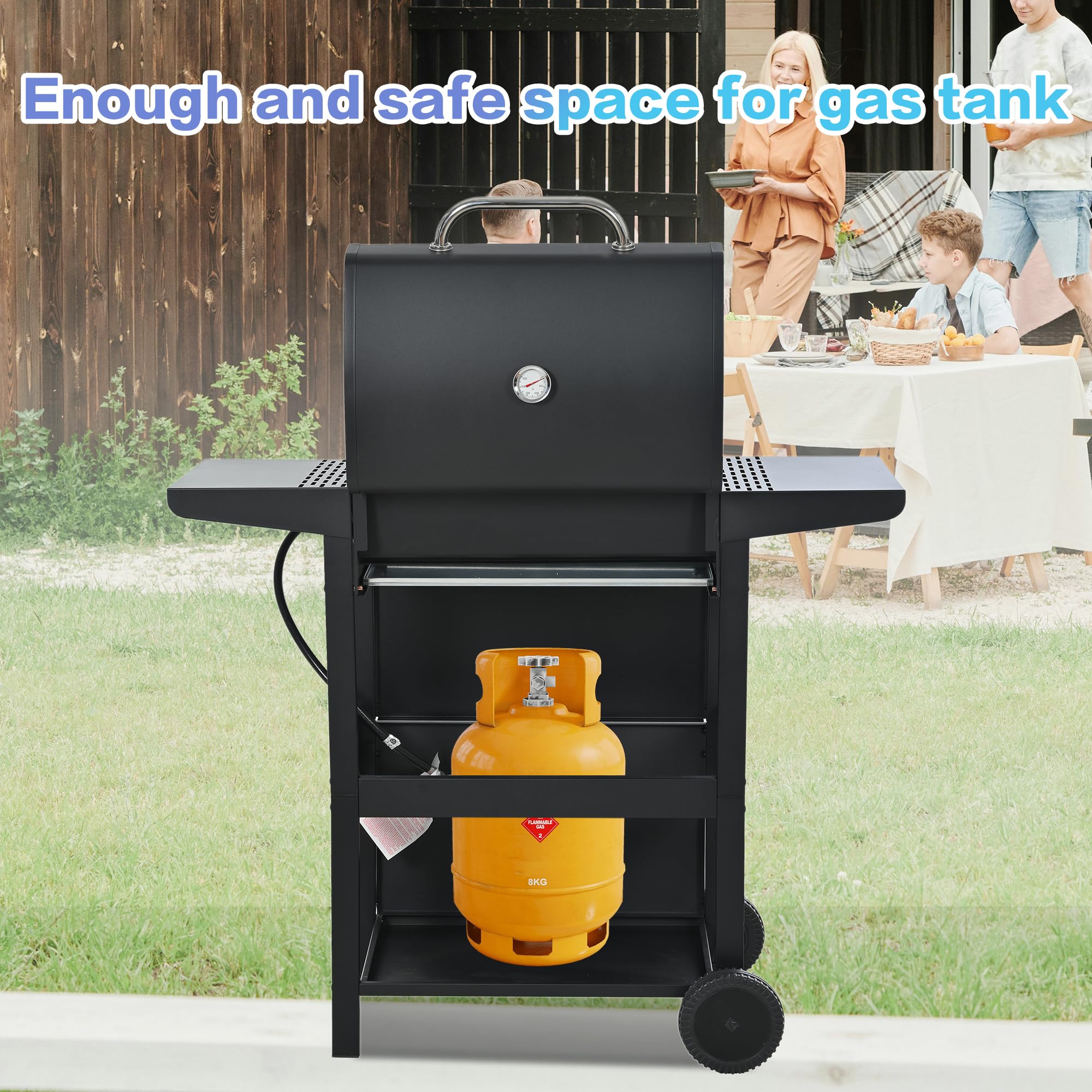 **3 Burner Propane Gas BBQ Grill - Stainless Steel Outdoor Grill with Enameled Cast Iron Grids & Rectangular Griddle - 26,000 BTU for Patio, Garden, Backyard, Camping & Tailgating (Black-3 Burner)**