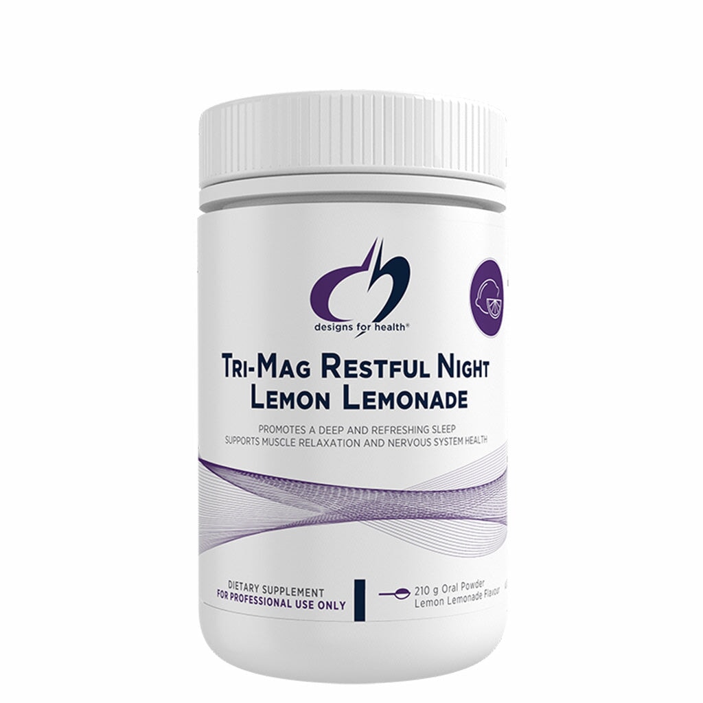 Designs for Health Tri Mag Restful Night Lemon Lemonade – Magnesium Supplement for Better Sleep, Stress Relief & Relaxation – Ideal for Nighttime Use & Insomnia Support
