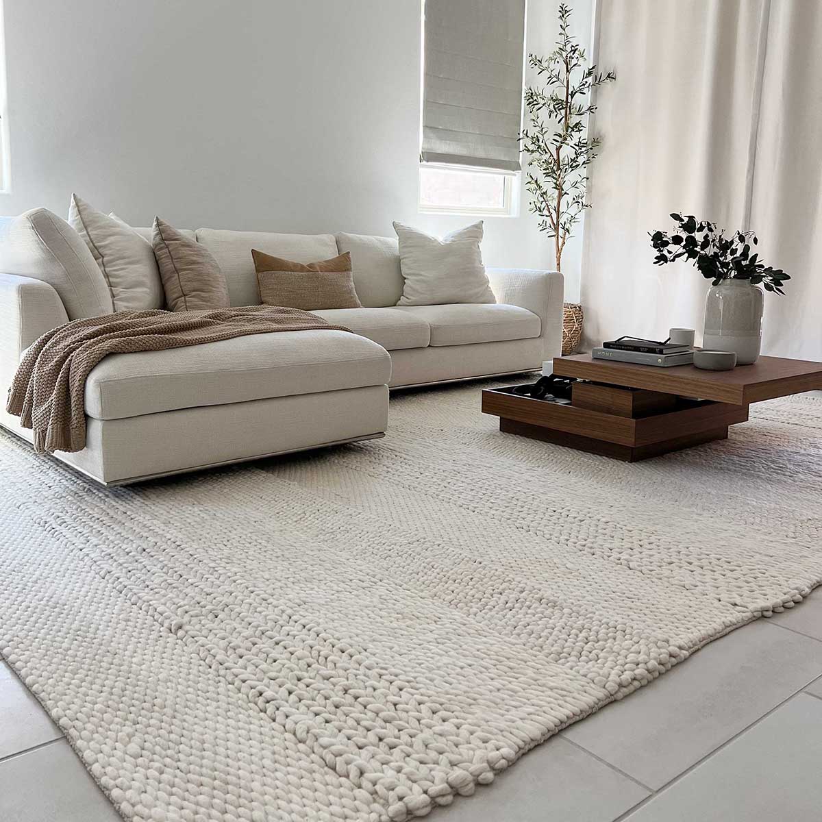 Fleur Braided and Looped Rug - Soft Boho Chic Area Rug for Living Room, Bedroom, Nursery | Non-Slip Durable Floor Mat for Home Decor