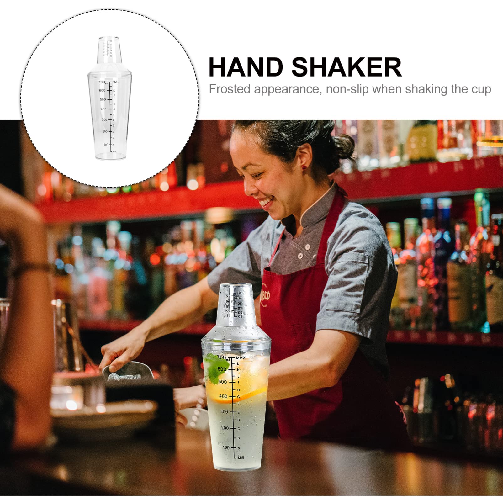 Zerodeko Snow Grams Plastic Cup - 16oz Clear Drinkware for Milk Tea, Cocktails & Protein Shakes | Stainless Steel Cocktail Shaker with Measuring Scale | Perfect for Bartending, Home Mixing & Party Drinks