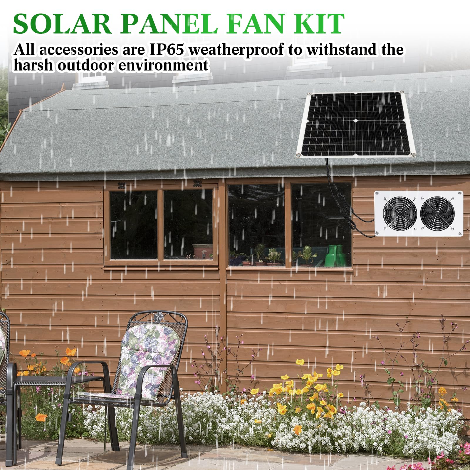 25W 12V Solar Panel Fan Kit - 2 Sets Waterproof Dual USB Portable Solar Exhaust Fan with Metal Shell for Greenhouse, Chicken Coop, Shed & Pet House | Outdoor Cooling & Ventilation Solution for Gardens, Barns & Animal Shelters