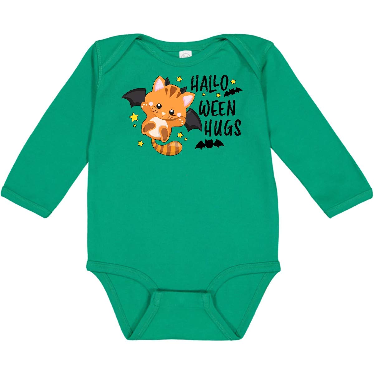 Inktastic Halloween Hugs Cute Vampire Cat Bat Long Sleeve Creeper - Perfect for Halloween Parties, Trick or Treating & Spooky Season Outfits