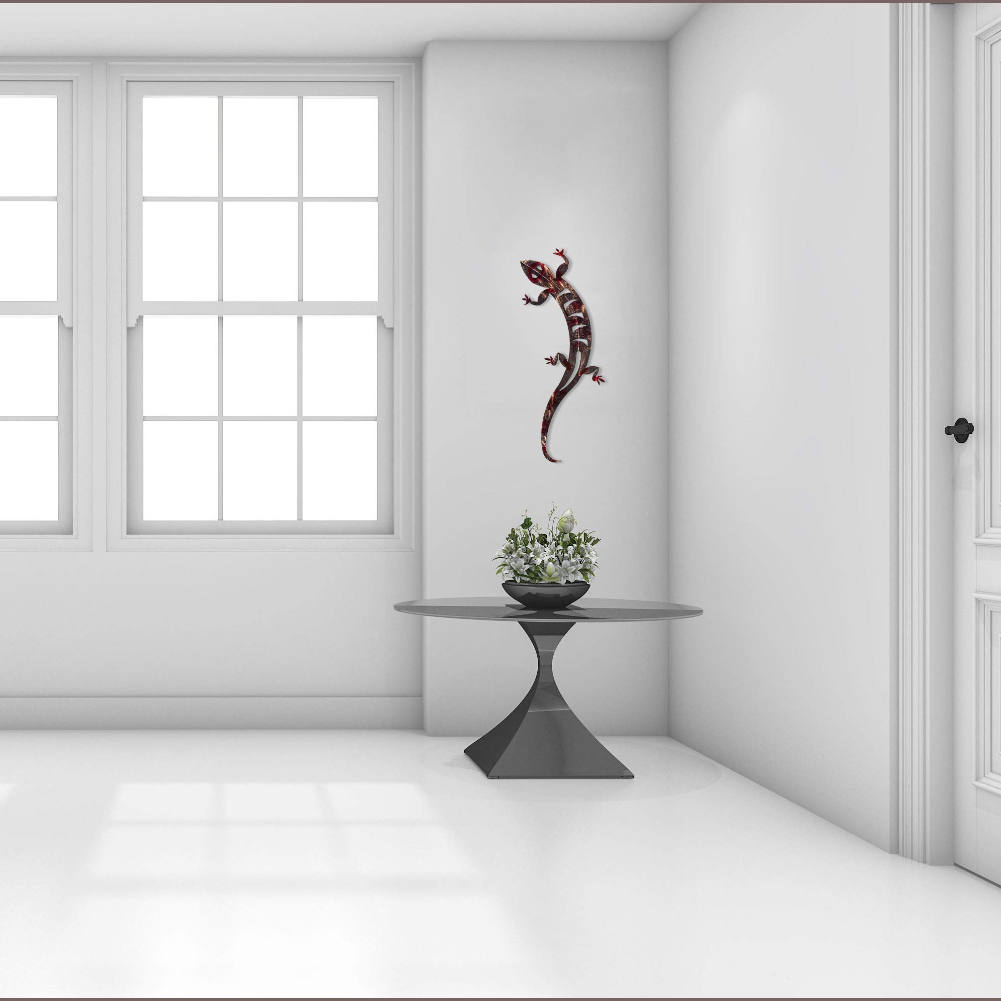 Red Lizard Metal Wall Art Decor - Handcrafted Reptile Sculpture for Home & Office - Perfect for Living Room, Bedroom, or Outdoor Garden Decor