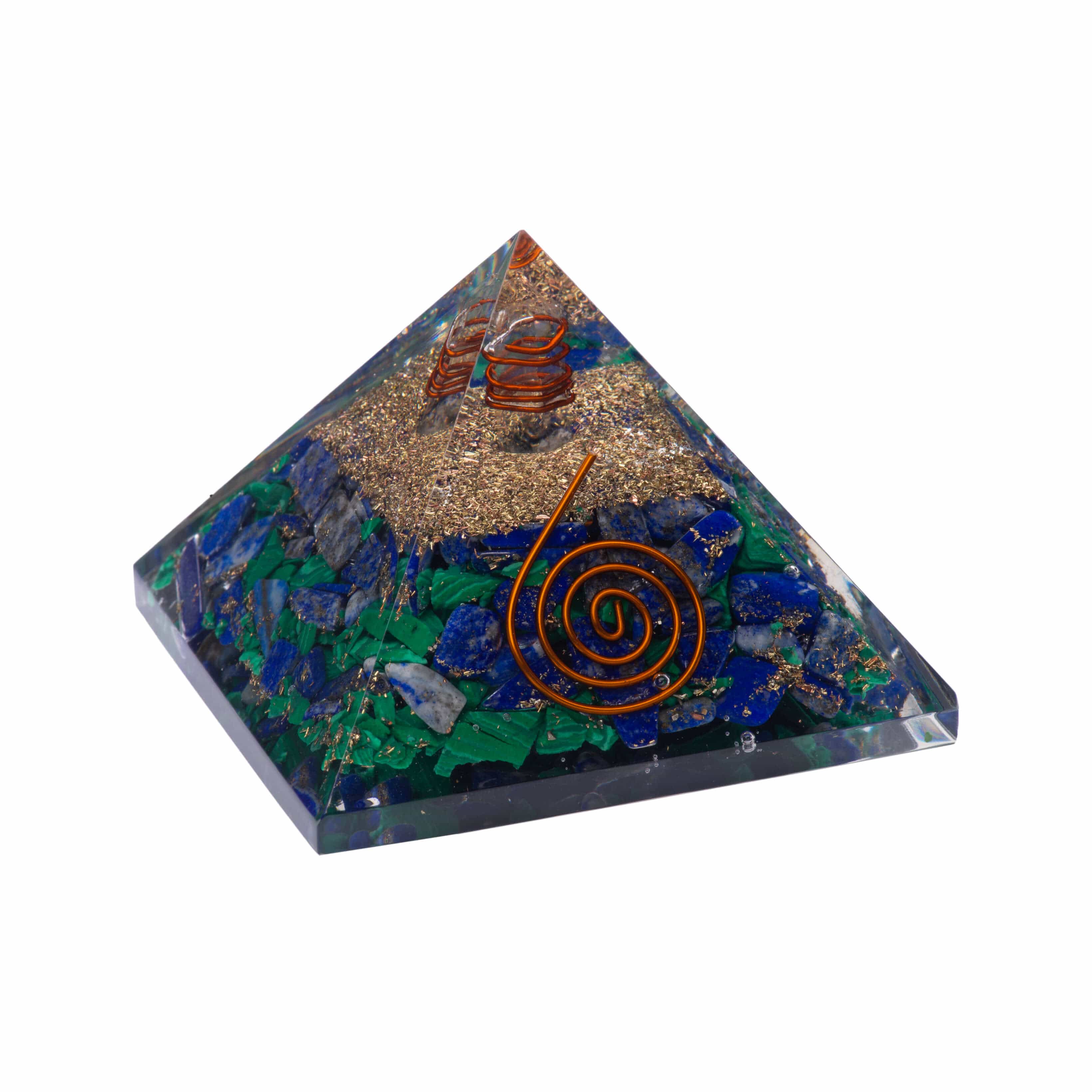 Azurite Orgonite Pyramid - Healing Crystal for Energy Cleansing, Meditation & Spiritual Protection | Perfect for Home, Office & Yoga Space
