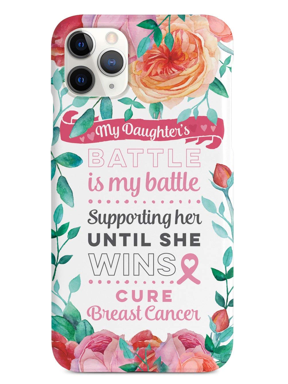 Inspired Cases - iPhone 11 Pro Max Case with 3D Textured Design | Shockproof Protective Cover for Apple iPhone 11 Pro Max | Breast Cancer Awareness Gift for Daughter | Perfect for Daily Use, Work & Travel