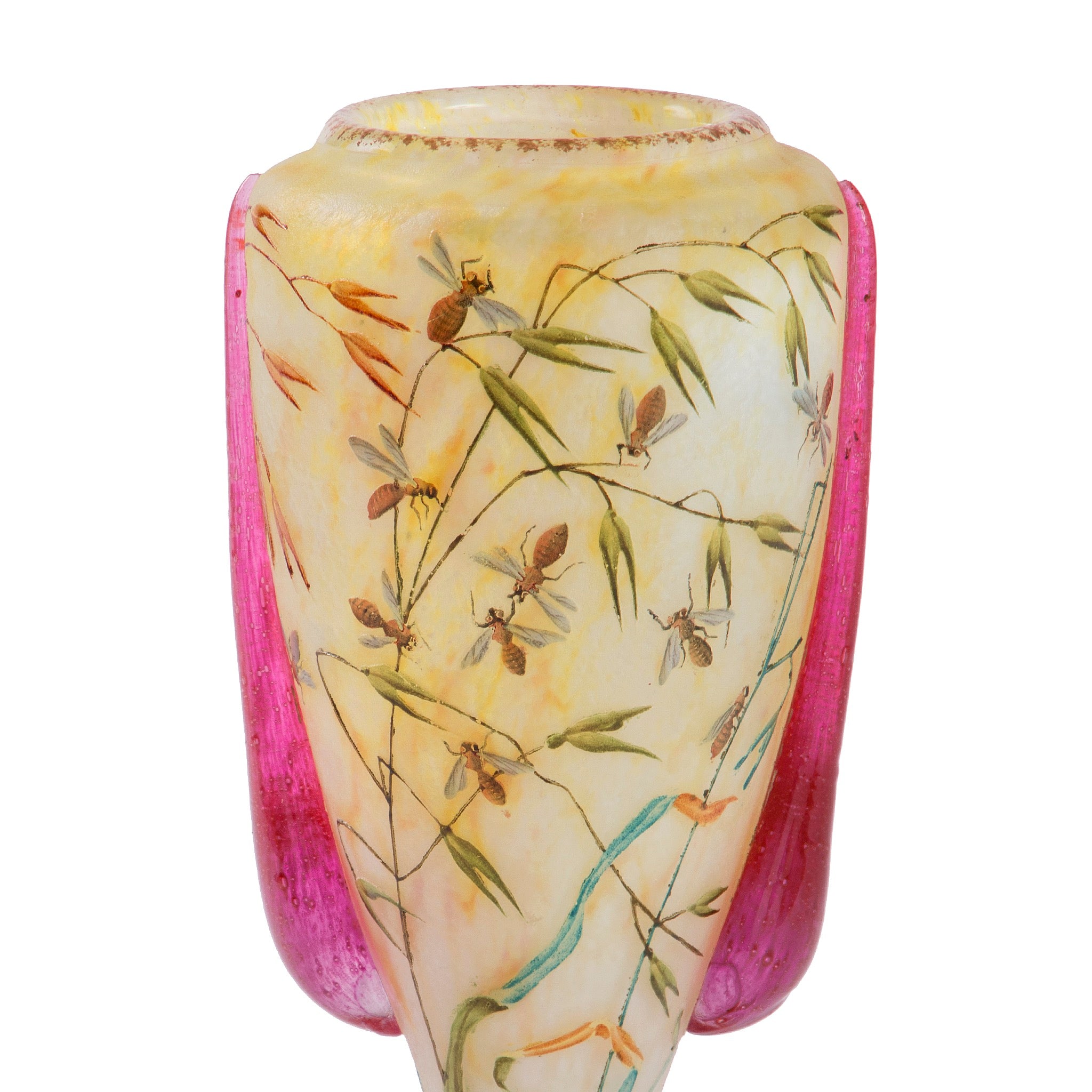 Daum Nancy Avoine and Bees Vase - Handcrafted French Art Glass Vase for Home Decor, Wedding Centerpiece & Luxury Gift