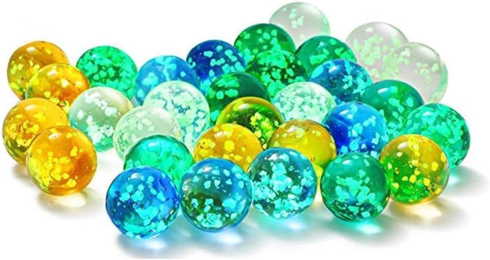 10Pcs Glow in The Dark Glass Marbles - Gold Luminous Marbles for DIY, Home Decoration & Marble Games (12mm/0.47in) - Perfect for Kids Play, Night Light Decor & Board Game Accessories