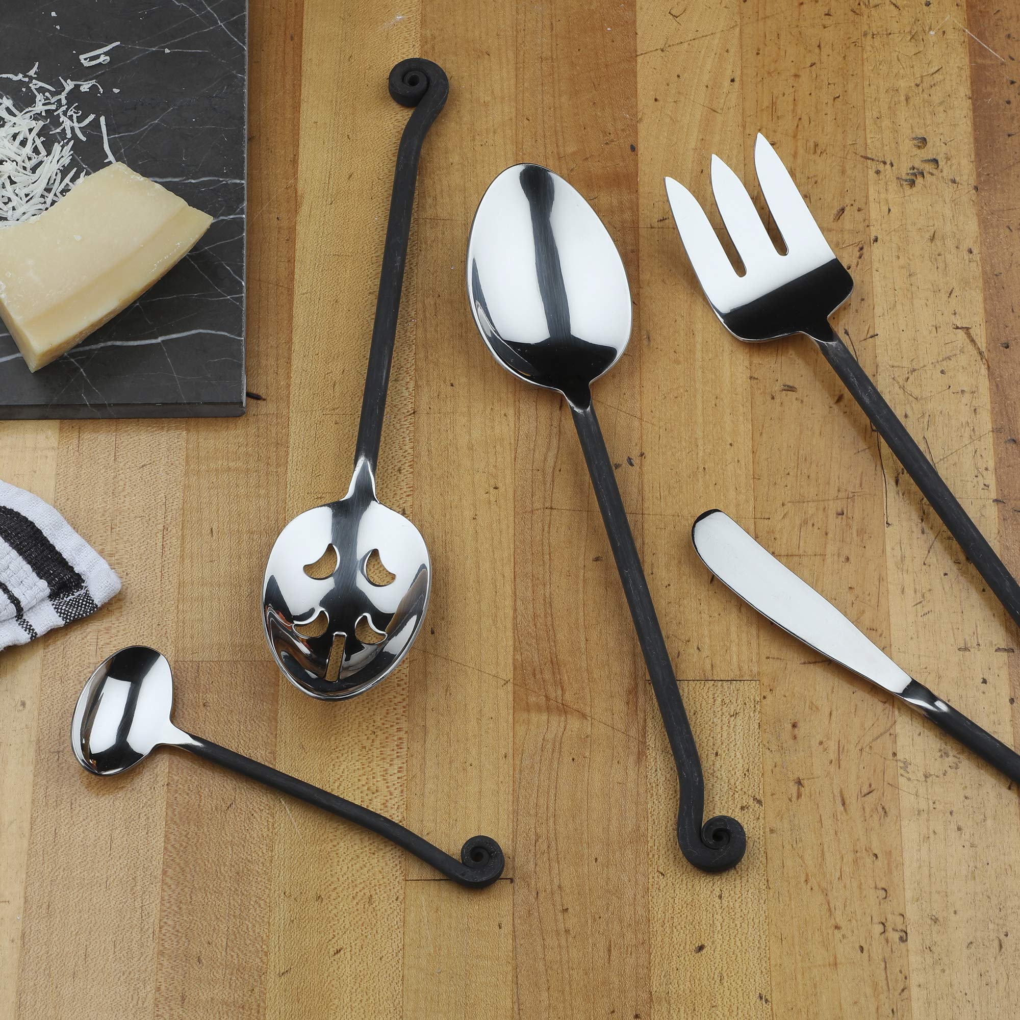 Gourmet Settings 5-Piece Stainless Steel Flatware Set - Treble Clef Collection (Matte/Polished Finish) - Knife, Fork & Spoons - Dishwasher Safe - Perfect for Dinner Parties, Weddings & Formal Dining