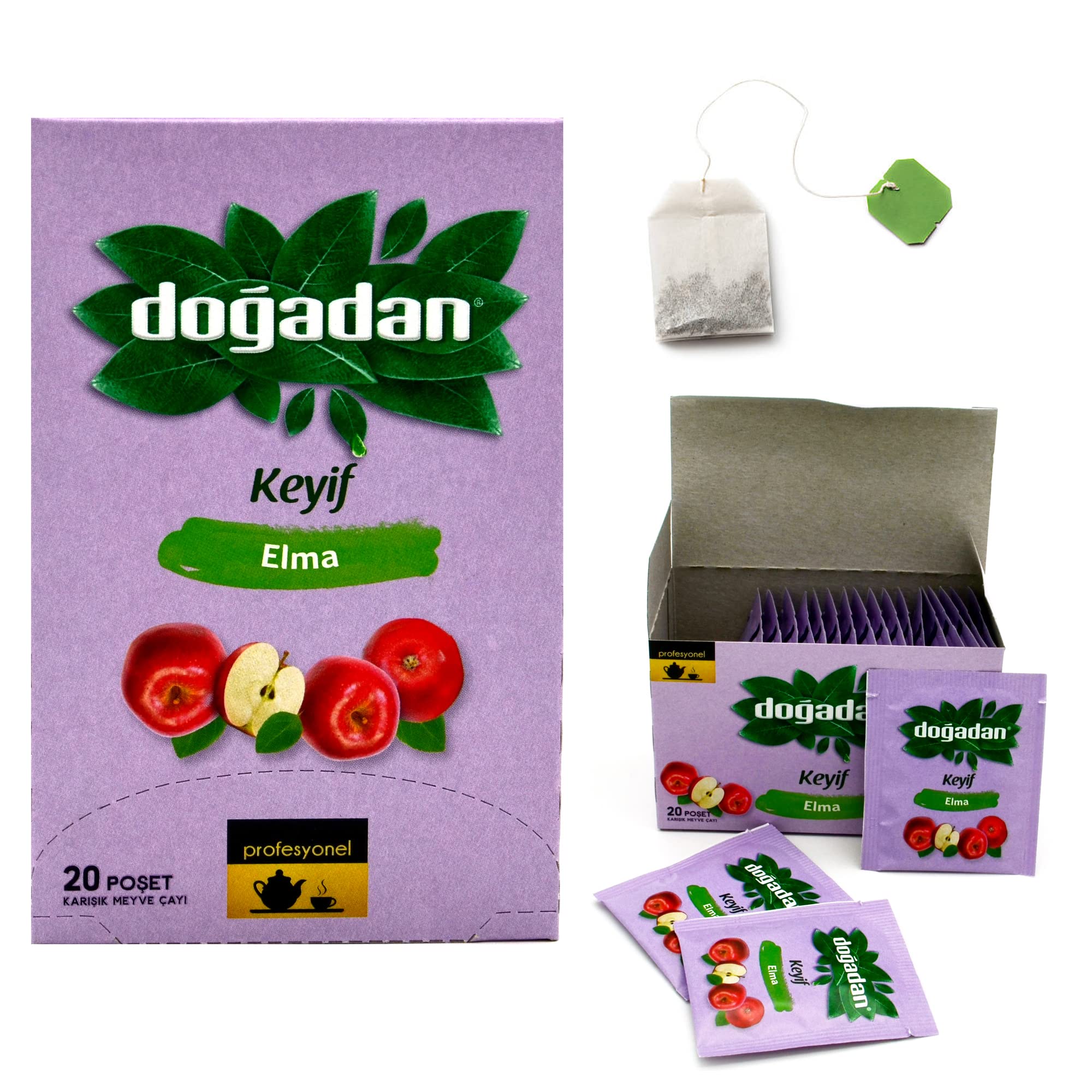 Organic Dogadan Apple Herbal Tea - 20 Tea Bags | Caffeine-Free, Natural Ingredients | Perfect for Relaxation & After-Meal Digestion
