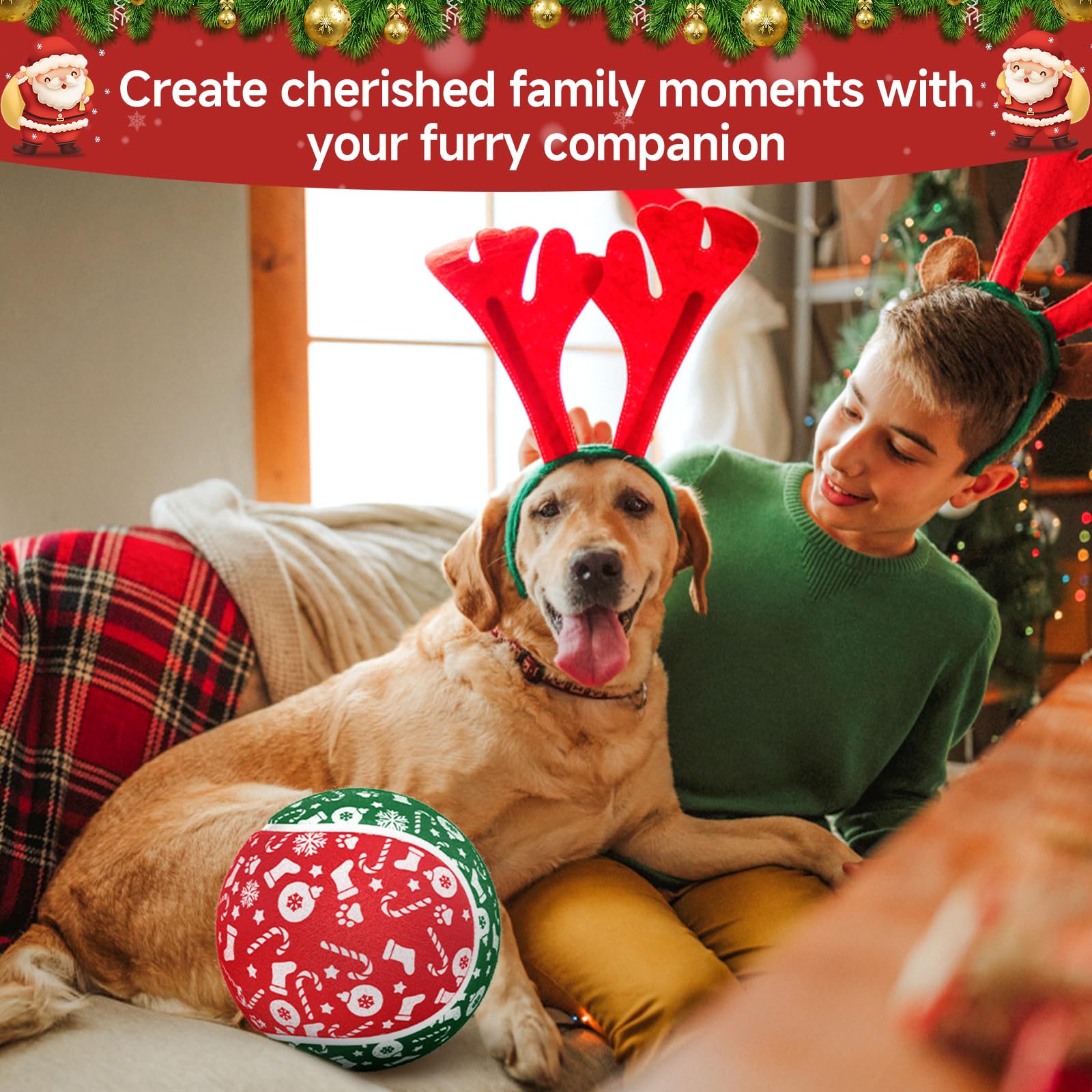 **QDAN Christmas Dog Toys - Giant 9.5 Inch Tennis Ball for Large & Medium Dogs - Durable Outdoor Play Ball for Fetch & Training - Perfect Birthday Gift for Active Dogs**    *(Ideal for backyard play, beach trips, or dog park adventures!)*
