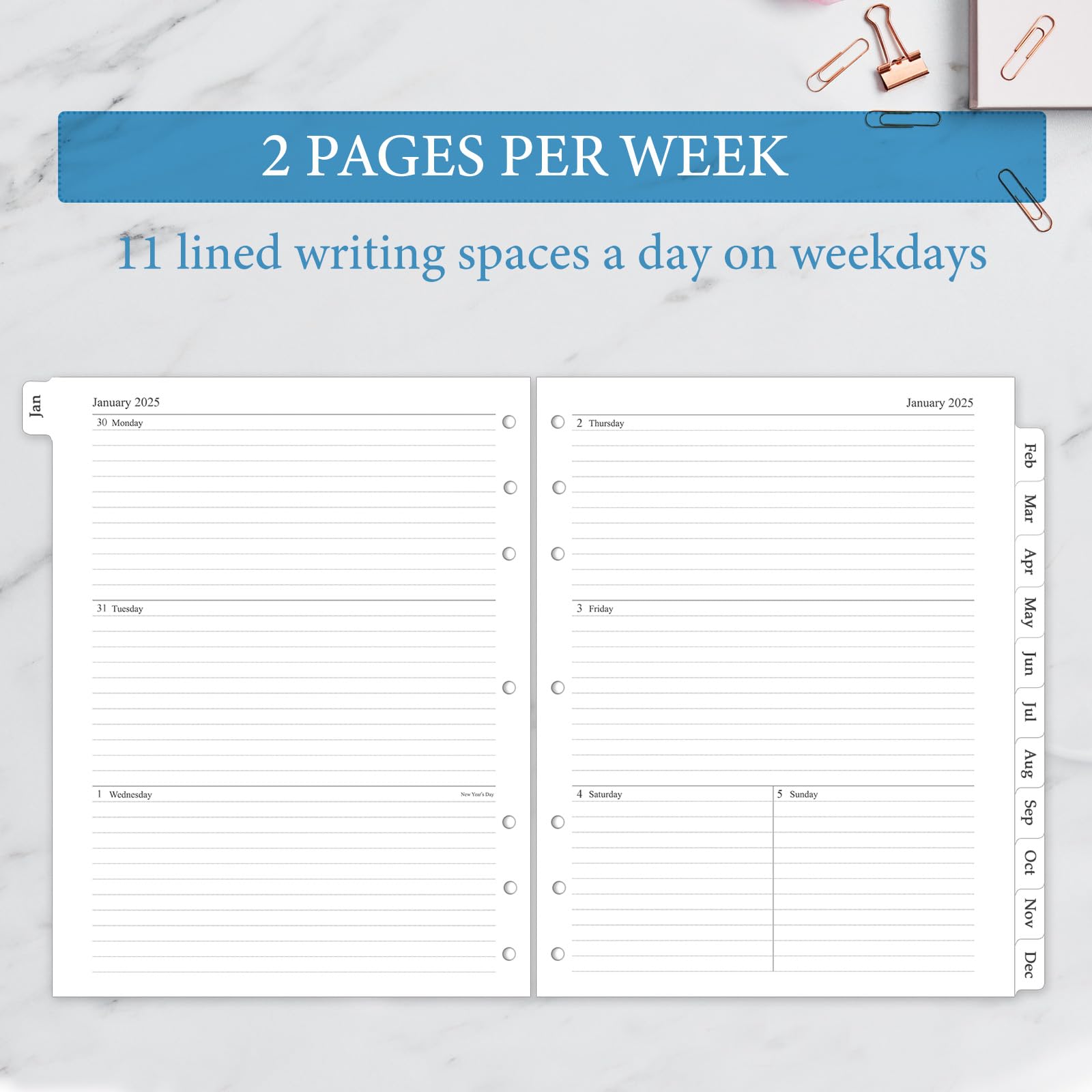 2025 Weekly & Monthly Planner Refill Inserts - 8.5