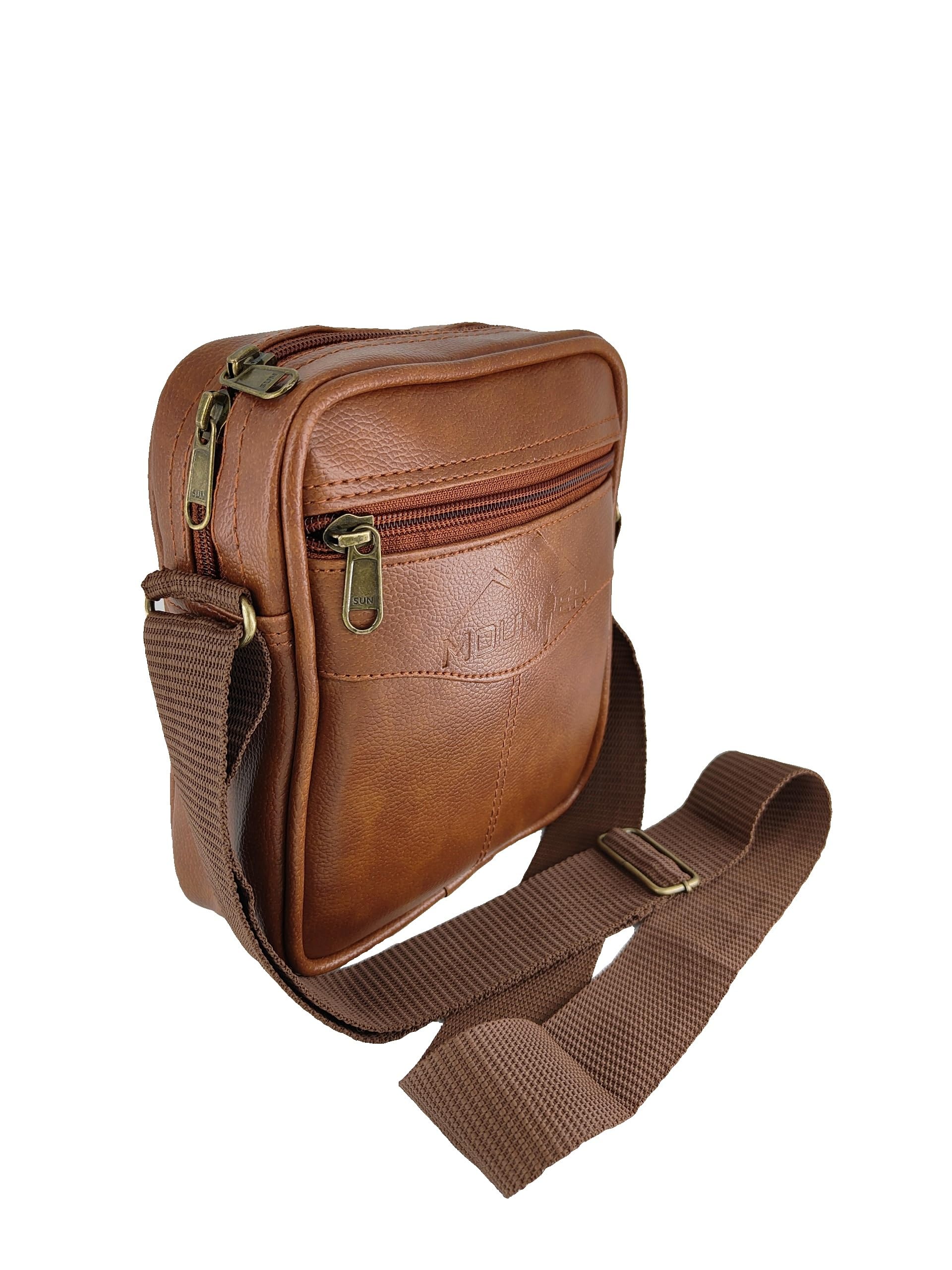 MOUNTER Stylish Leather Crossbody Messenger Bag for Men & Women - Durable Shoulder Sling Bag for Travel, Office & Daily Use - Perfect Work Bag, Commuter Purse & Casual Carryall