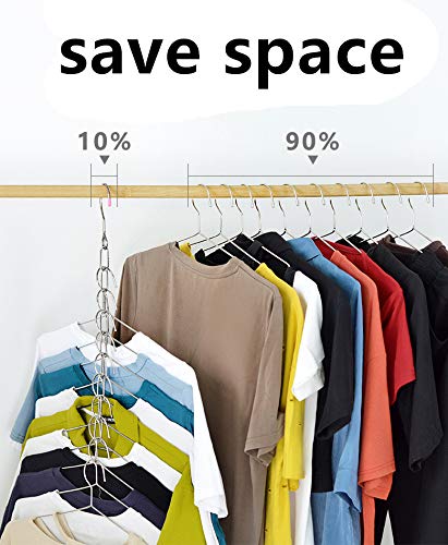 Falytemow 6-Pack Stainless Steel Space Saving Hanger Chains - Magic Closet Organizer with Cascading Design for 80% More Storage Space | Perfect for Small Closets, Dorm Rooms & Apartment Living